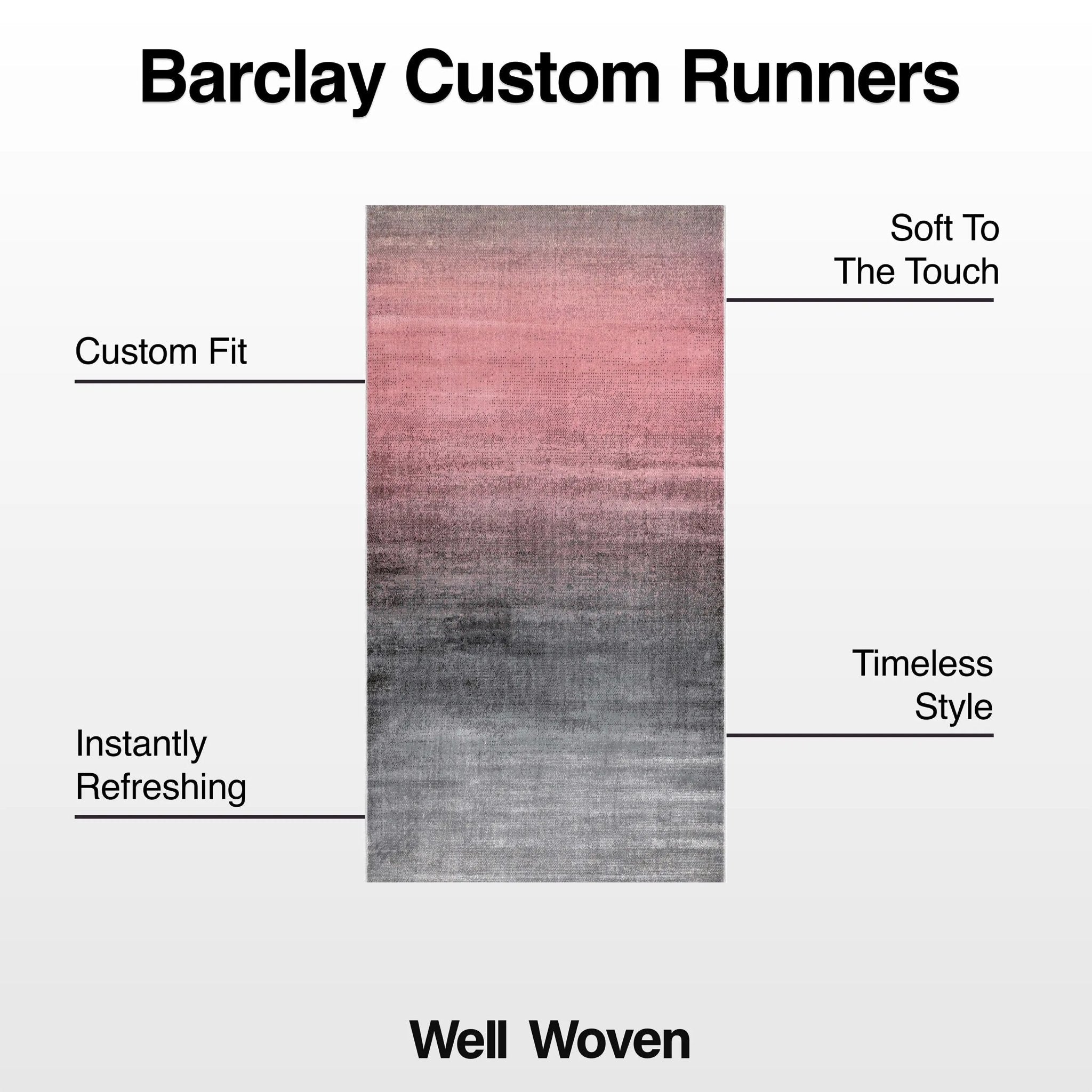 Custom Size Runner Emine Abstract Ombre Modern Blush 27 Inch Wide x Choose Your Length Hallway Runner Rug、mySite、gigharbornorthrealestate