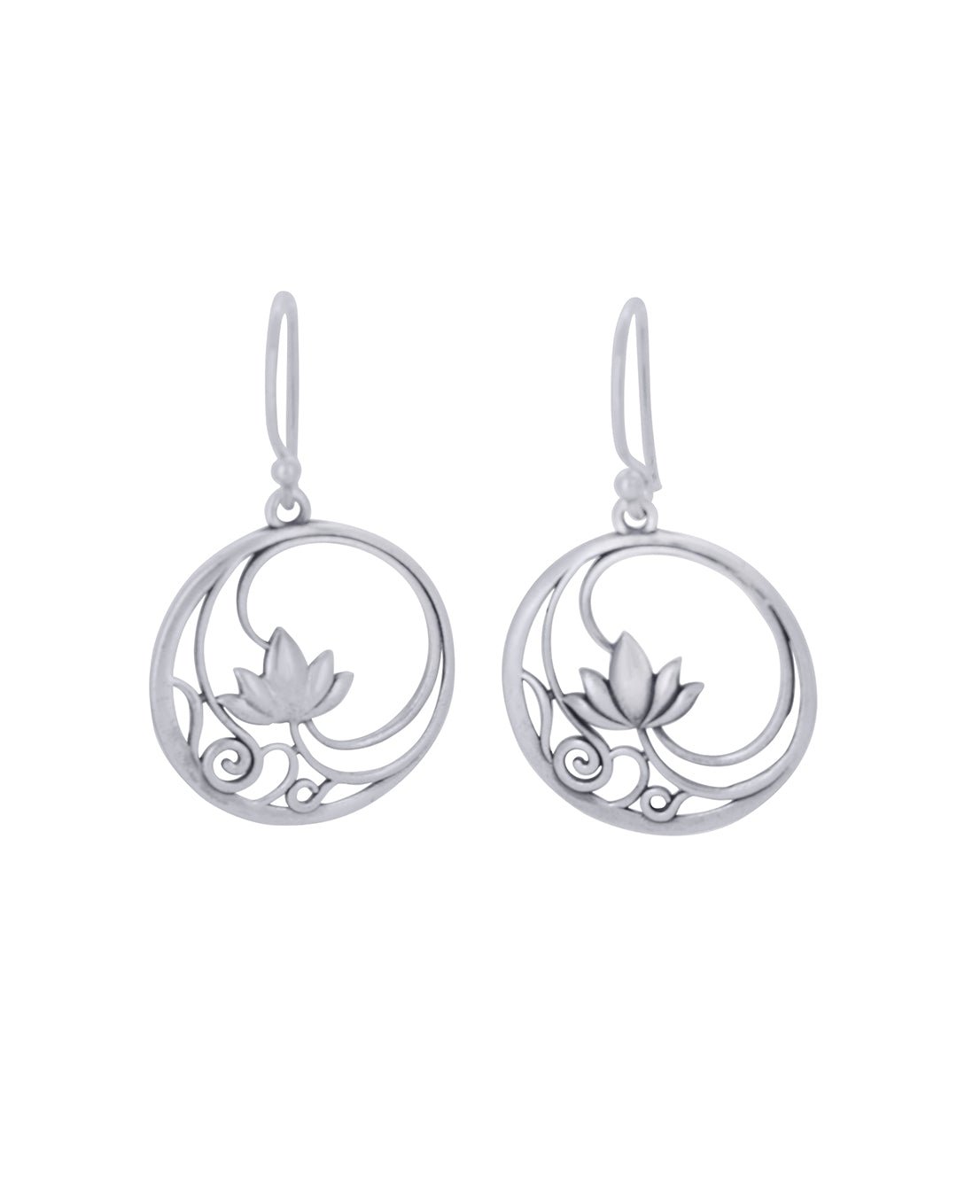 Sterling Silver Openwork Lotus Drop Earrings、mySite、topwebapps