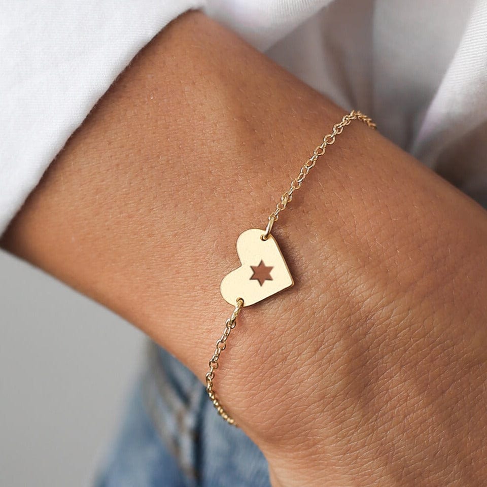 Gold Israel at Heart Bracelet - 20% of Proceeds Donated、mySite、topwebapps