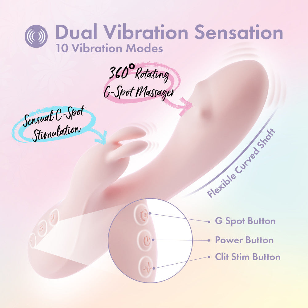 Play With Me By Blush® | Fairy Flutter - 7.75 Inch G Spot Clitoral Rabbit - 10 Dual Vibrations - 360° Massaging - Silicone - Pink、mySite、bottomscart