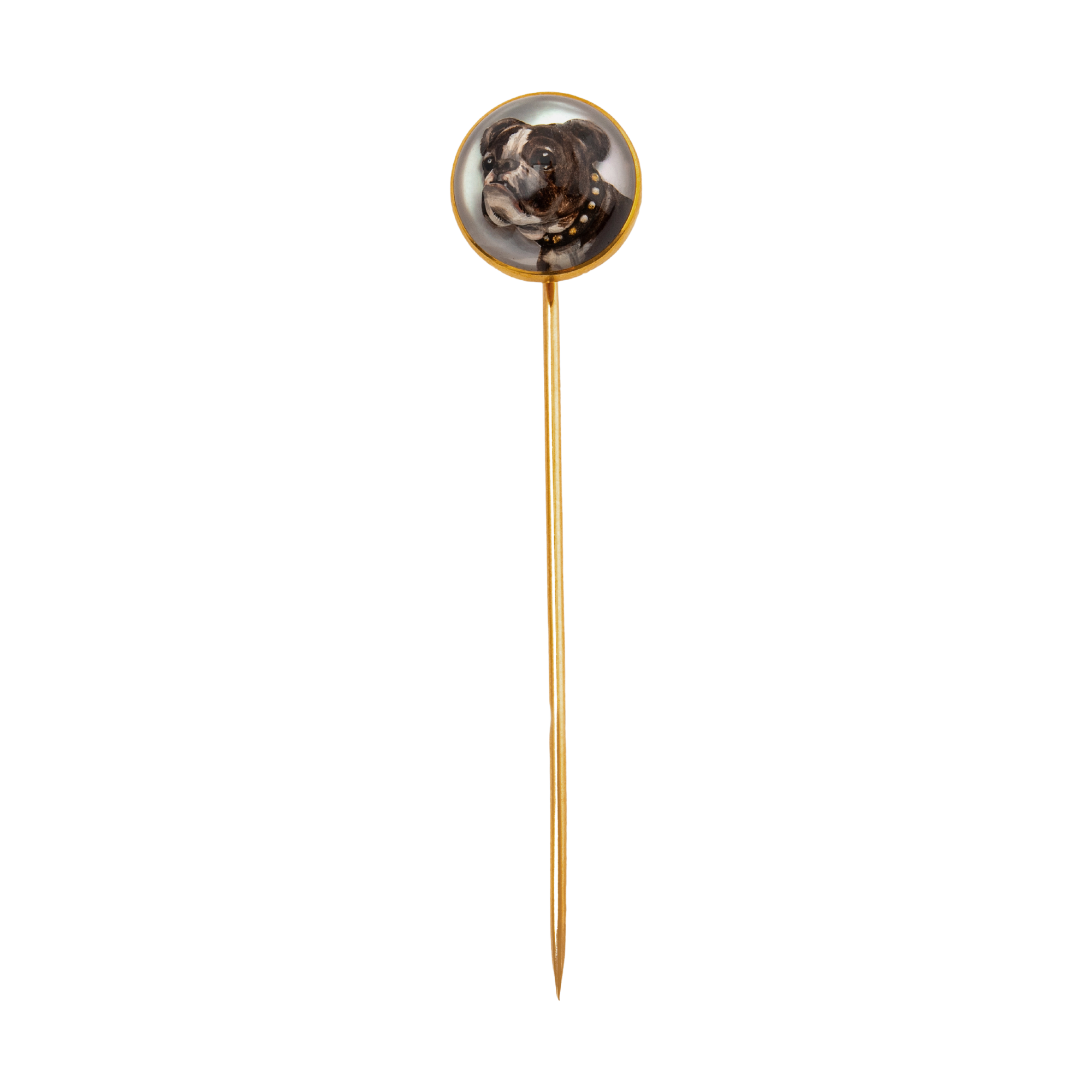 High Quality Antique 14k Yellow Gold Essex Crystal Boxer Dog Stick Pin、mySite、hinf8tx79