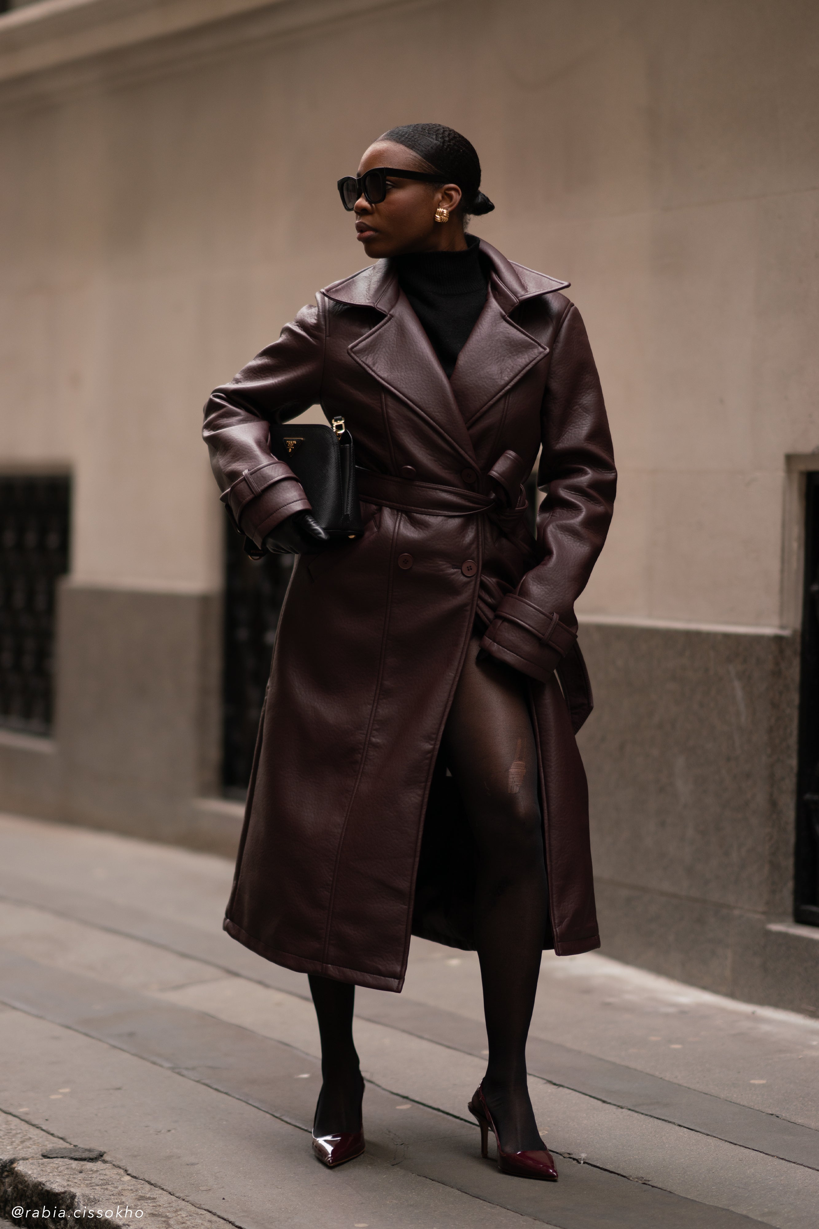 Tarah Faux Leather Trench Coat - Cacao Brown、mySite、solidvoid
