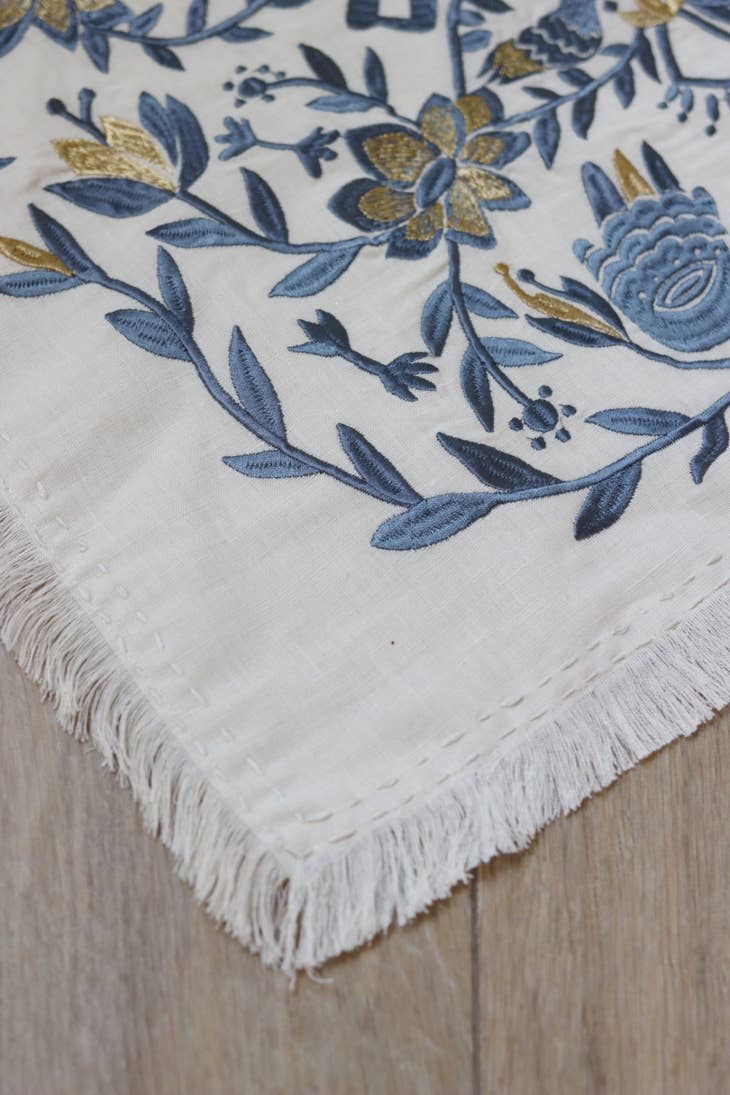 Handmade Linen Challah Cover - Blue and Gold、mySite、topwebapps