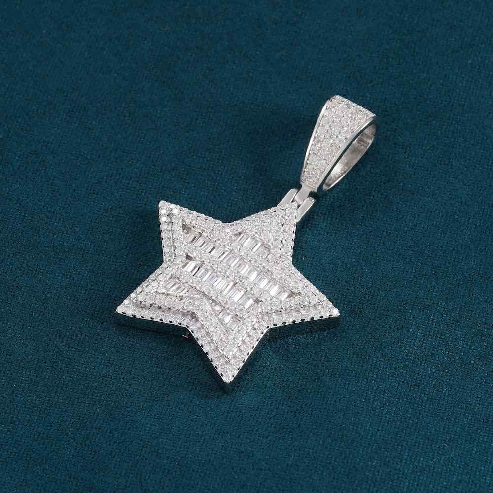 Moissanite Baguette Star Pendant 14K Gold、mySite、hinf8tx79