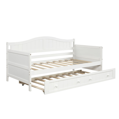 Twin Wooden Daybed with 2 drawers, Sofa Bed for Bedroom Living Room,No Box Spring Needed,White、、casual