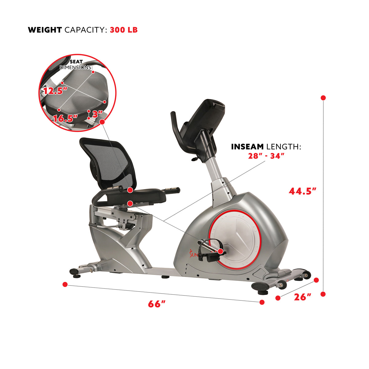  Recumbent Bike Exercise Bike, Self-Powered Cycling for USB Charging Function、mySite、ghnorth