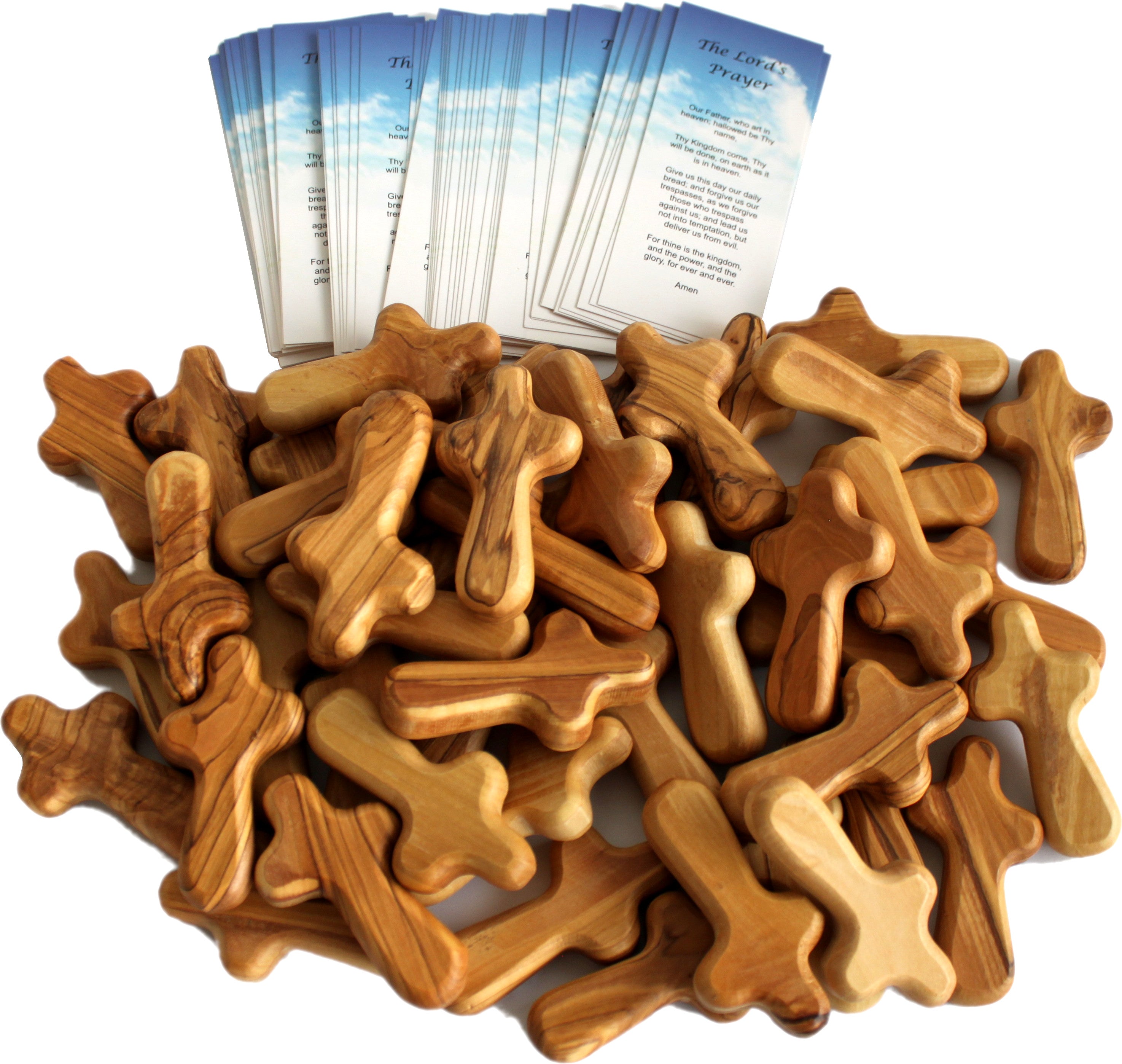 Holy Land Market 6 Small Olive Wood Pocket/Holding Crosses - 2.75 Inches each with Certificate from Bethlehem、mySite、topwebapps