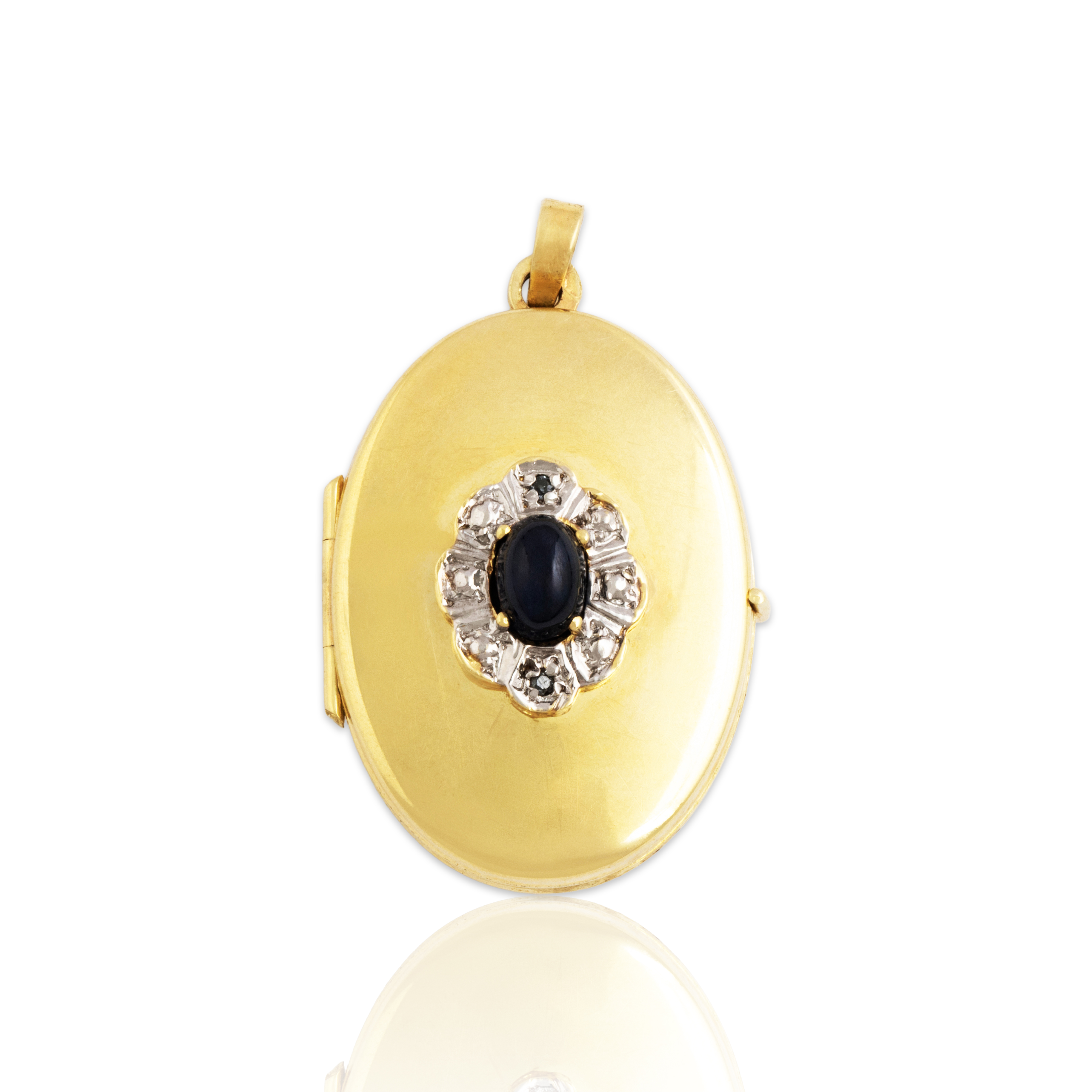 Vintage Large 14k Yellow Gold Blue Sapphire Diamond Lovely Locket Pendant、mySite、hinf8tx79