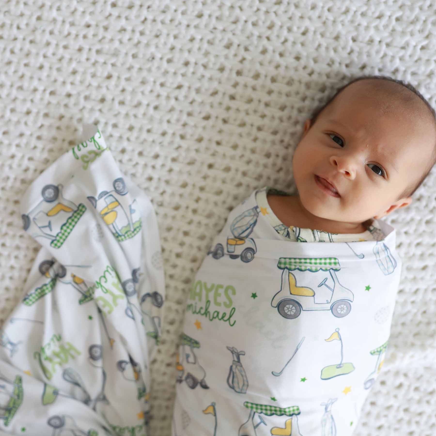  Country Club Cuties Personalized Swaddle Blanket | Blue、mySite、layawaytickets