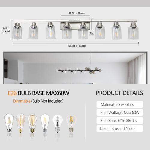 24" Golden 4-Light Vanity Light with Clear Glass Shades, Modern Iron Metal Bathroom Wall Fixture for Mirror, Ideal for Bathroom and Dressing Table (No Bulbs)、、eastwooduniform