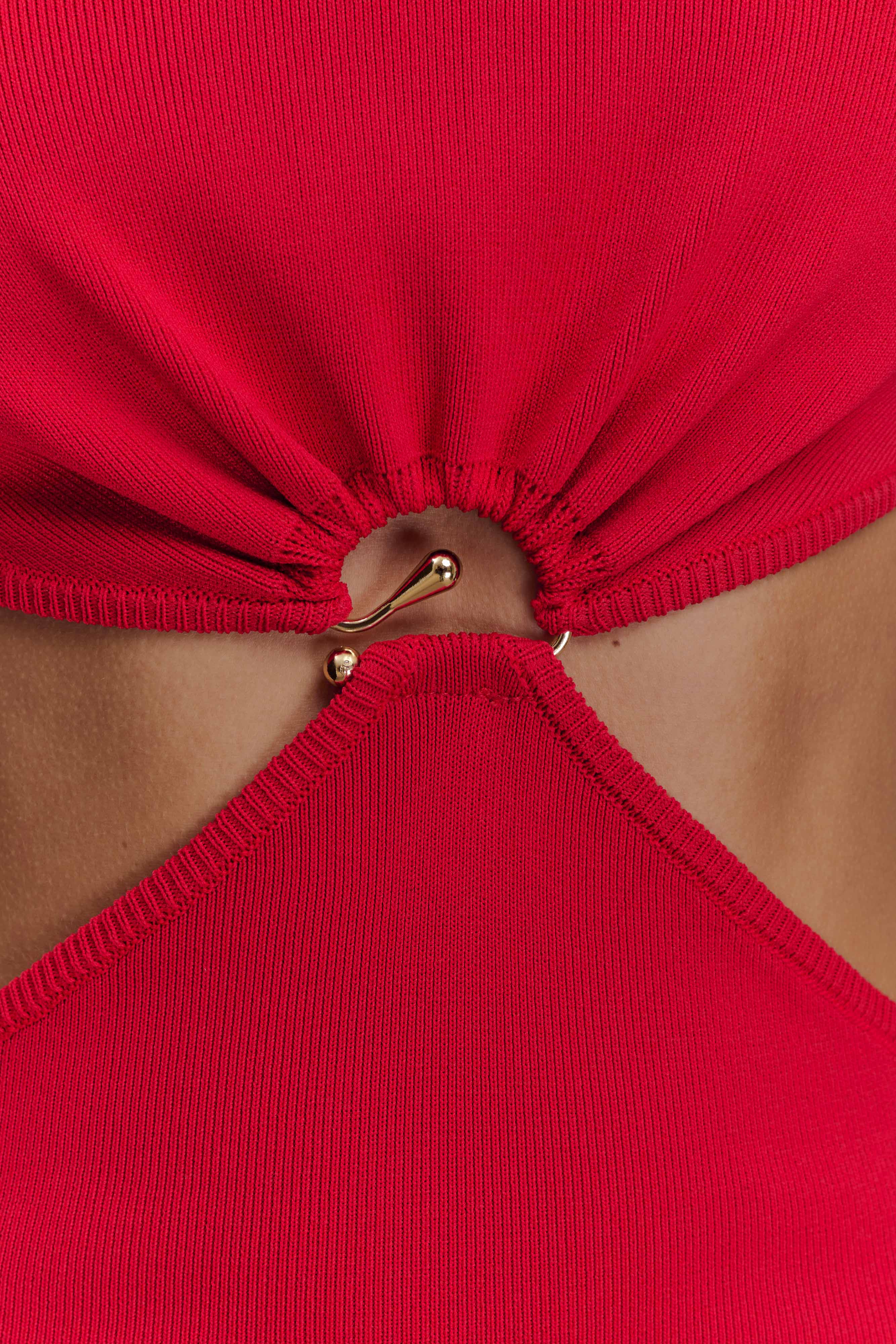 Marlowe Halter Knit Maxi Dress - Red、mySite、solidvoid