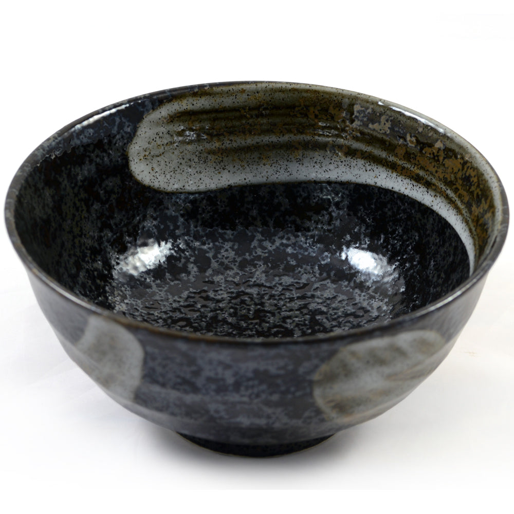 Mottled Black & Silver Glazed Japanese Ceramic Noodle Bowl、mySite、topwebapps