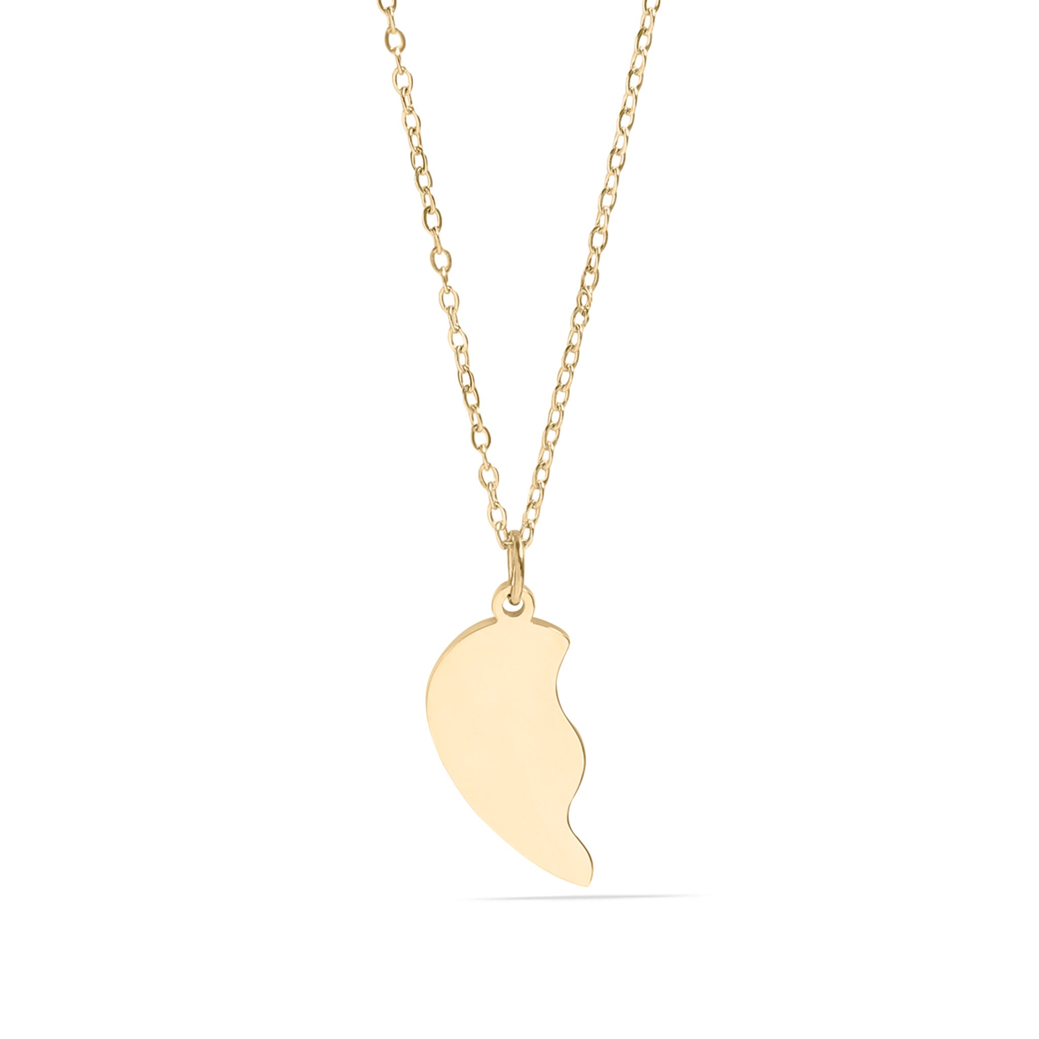 18K Gold PVD Stainless Steel Break Apart Engravable Blank Heart Necklace Set / SBB0282、mySite、dreamappss