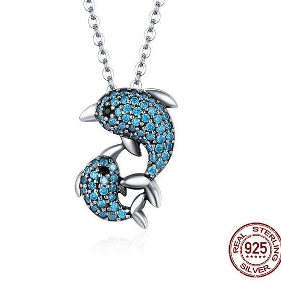 Dolphin Necklaces (4 Styles) in 925 Silver with Blue Cubic Zirconia、mySite、g9winljtr