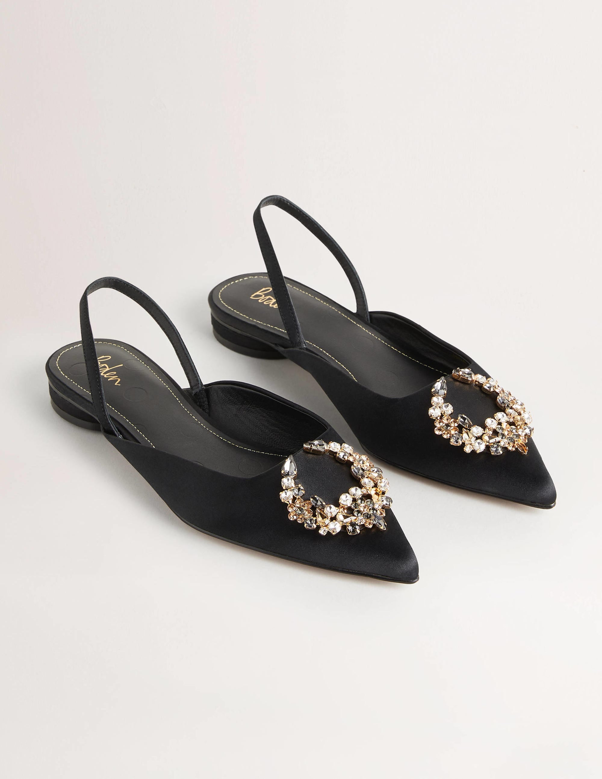  Embellished Satin Slingbacks-Black, Clear Jewels、mySite、ashleygrahame