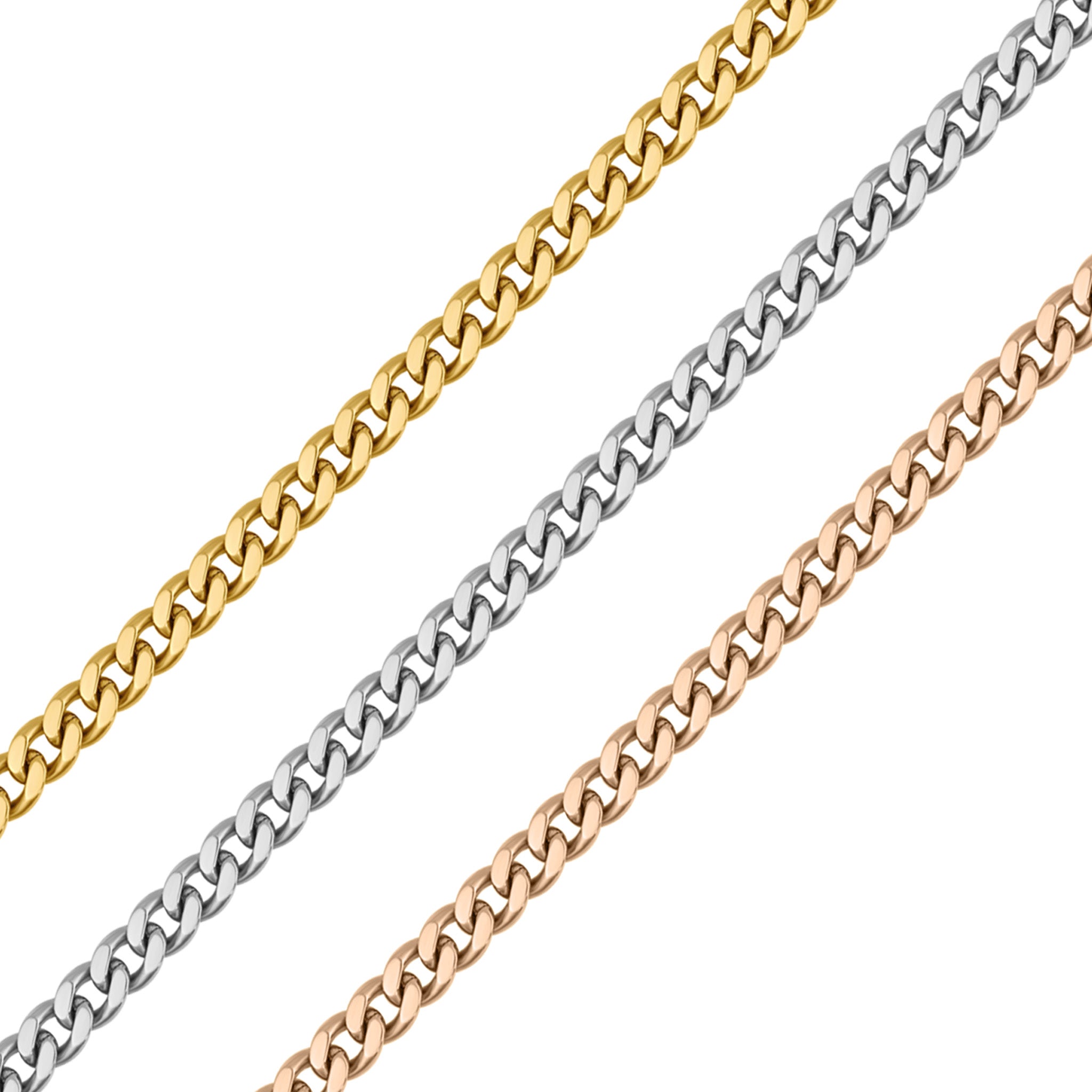 2.5mm 18K Gold PVD Stainless Steel Diamond Cut Curb Permanent Jewelry Chain By The Foot / SPL1005、mySite、dreamappss