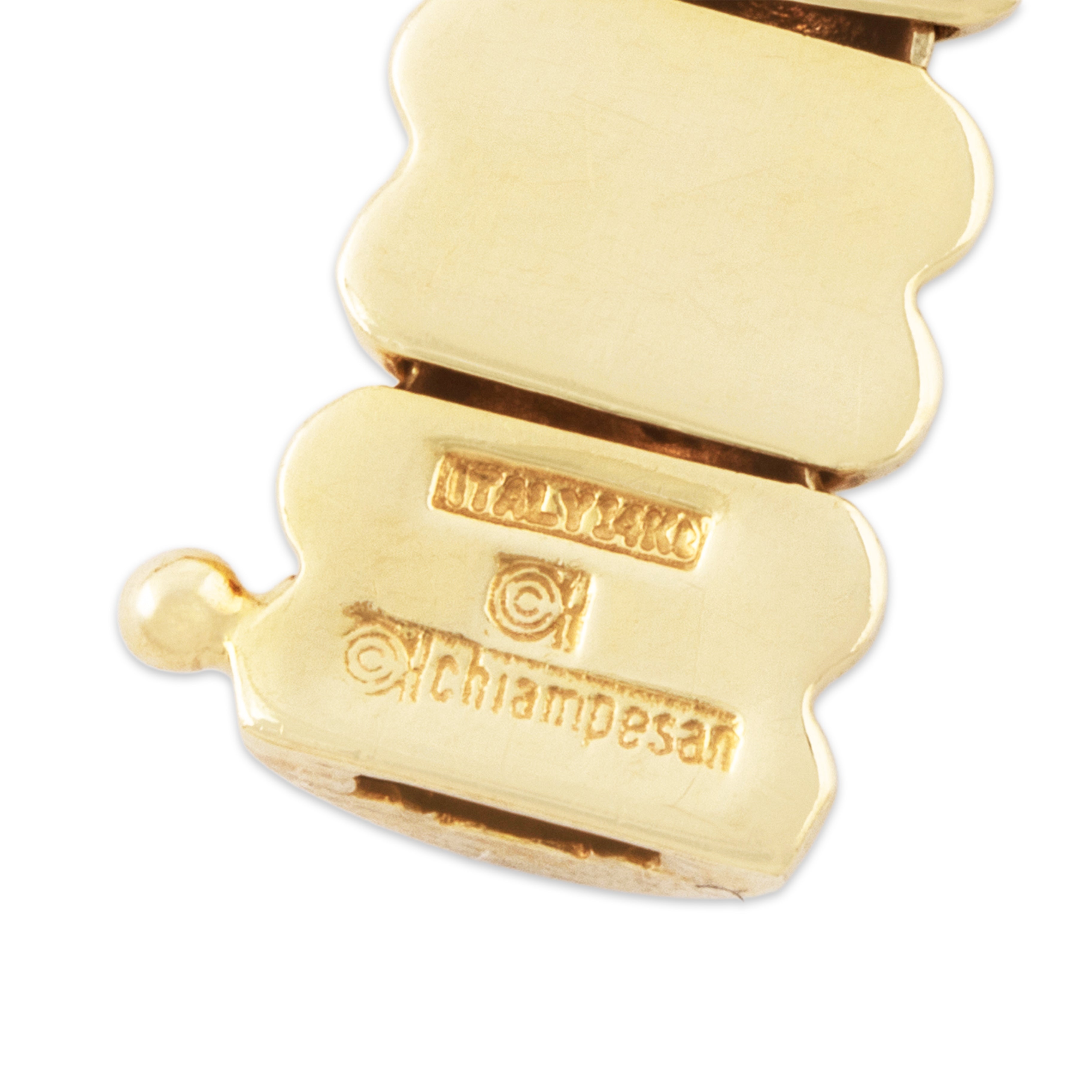 Vintage Italian 14k Yellow Gold Gleaming Oblong Link Bracelet 7、mySite、hinf8tx79