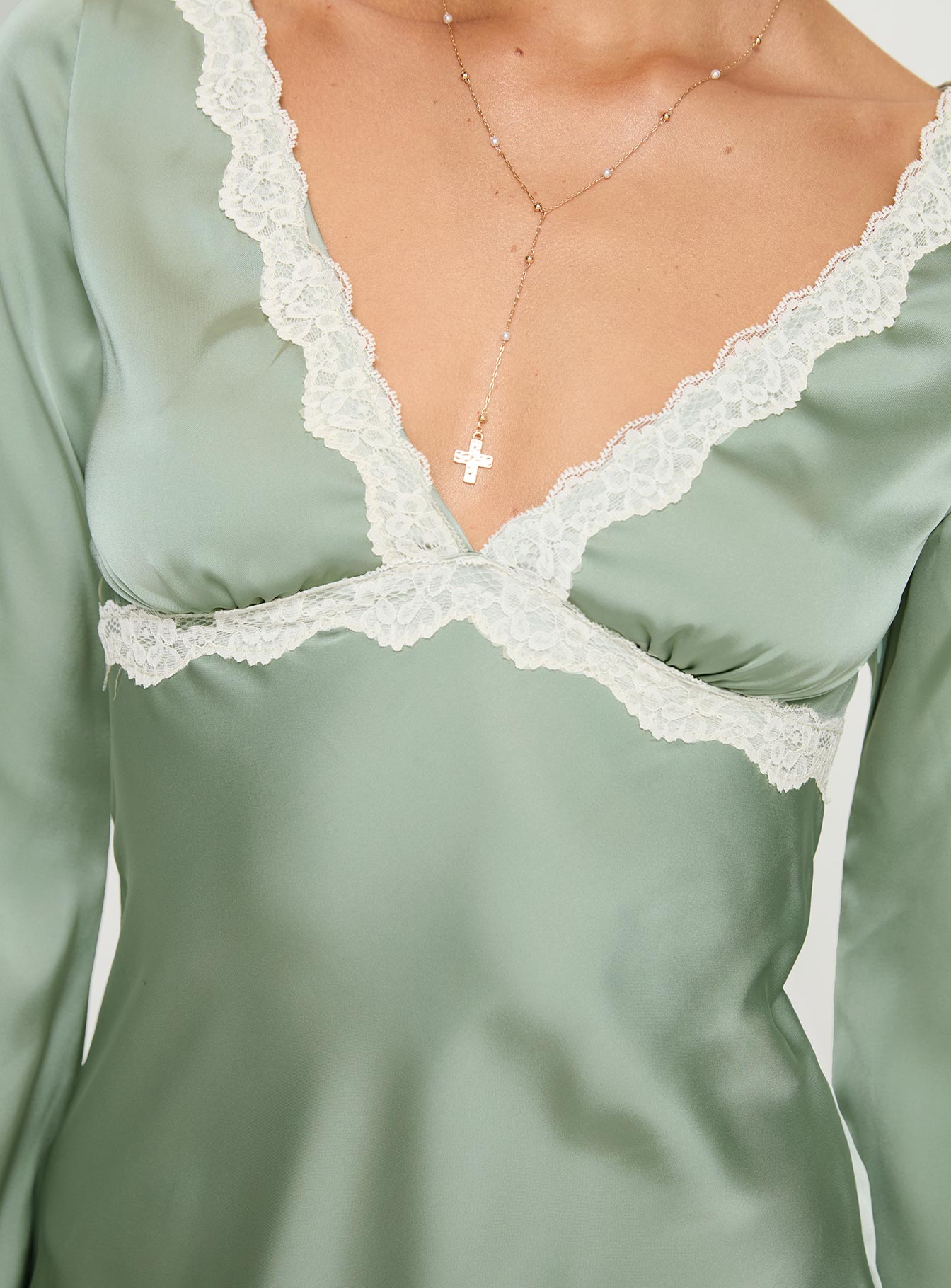 Jaron Long Sleeve Mini Dress Sage、mySite、solidvoid