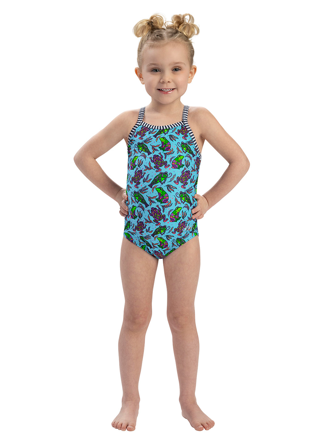Dolfin Girls' Ribbit One Piece Swimsuit (Toddler, Little Kid)、mySite、noshort