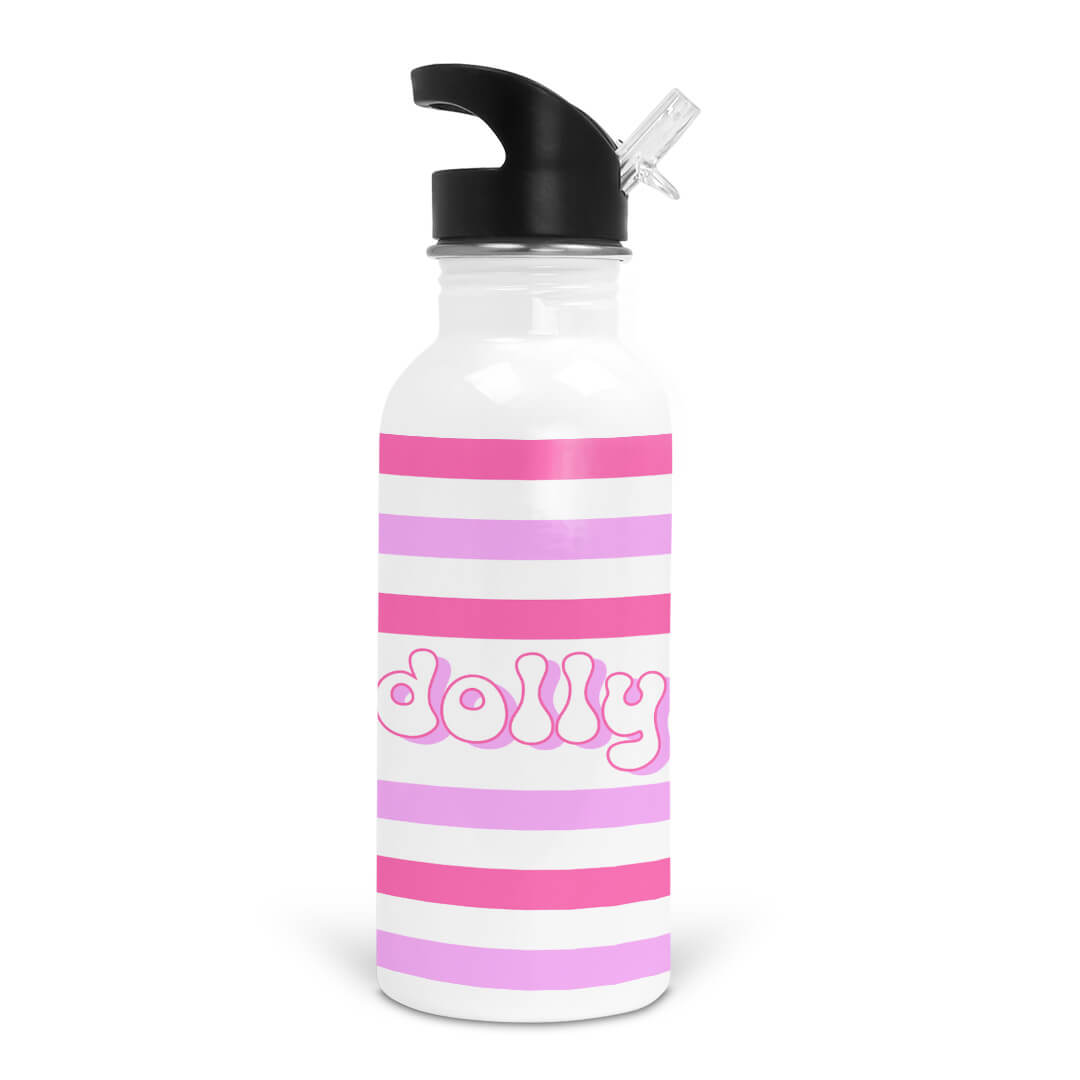  Pink Stripes Personalized Kids Water Bottle、mySite、layawaytickets