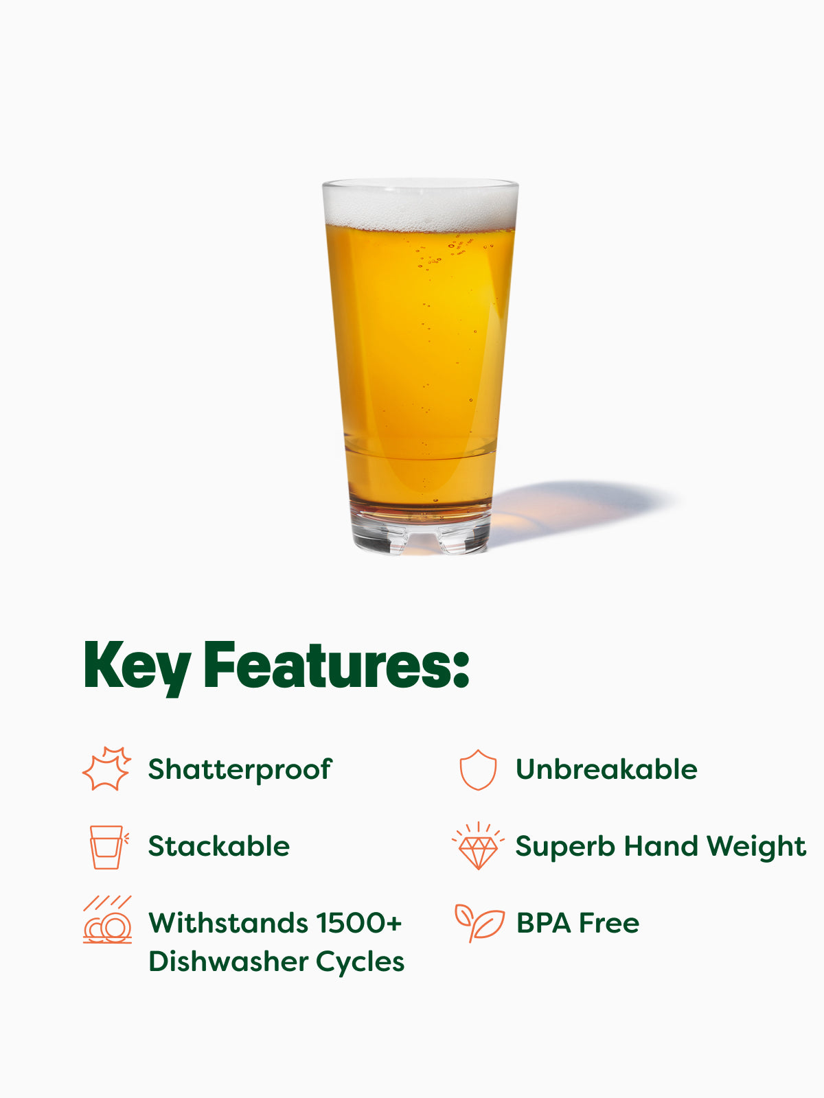 RESERVE 16oz Stackable Pint Tritan Copolyester Glass - Bulk、mySite、camillekostekn