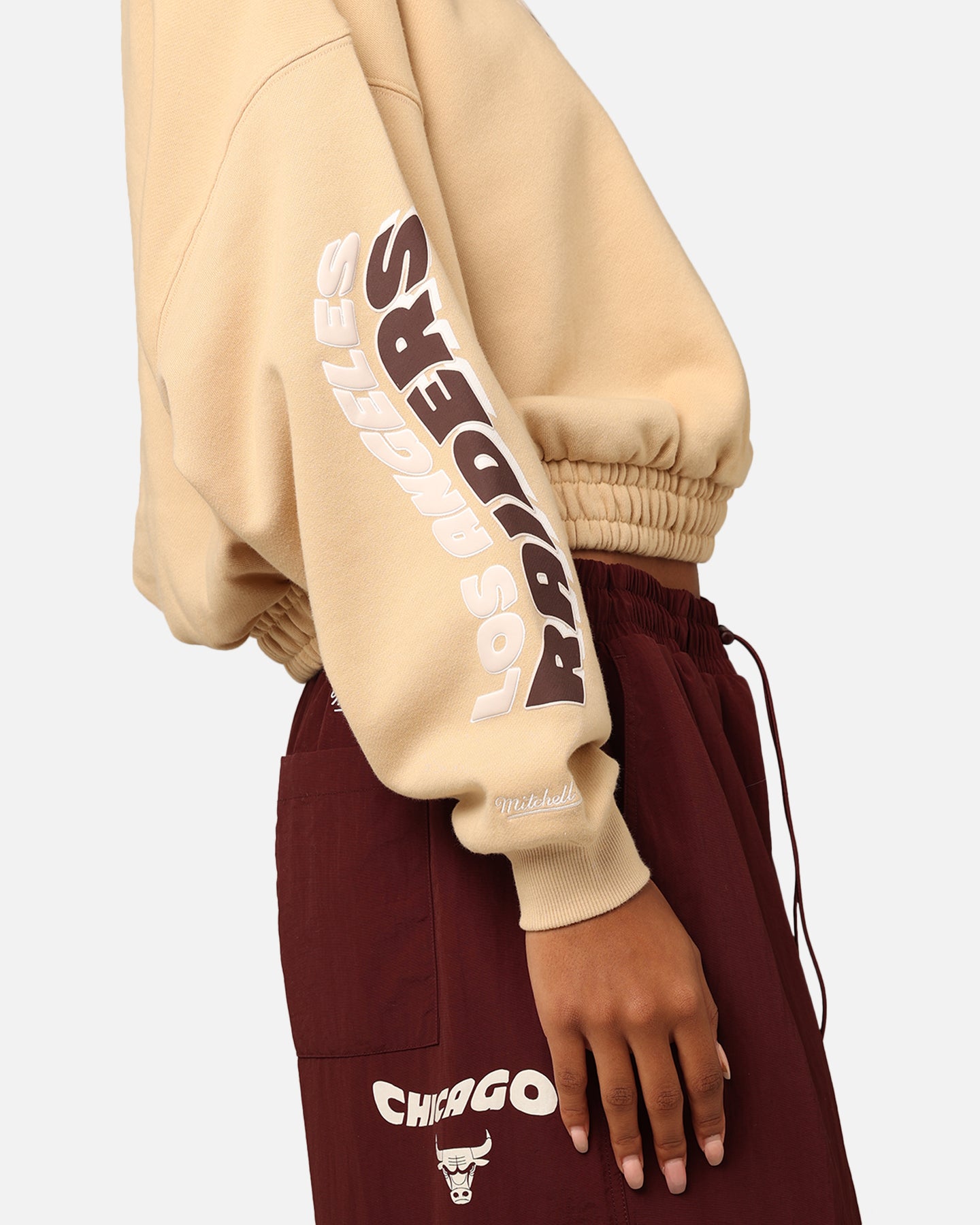 Mitchell & Ness Women's Los Angeles Raiders Dazed Cropped Crewneck Warm Sand、mySite、zt4zffjzw