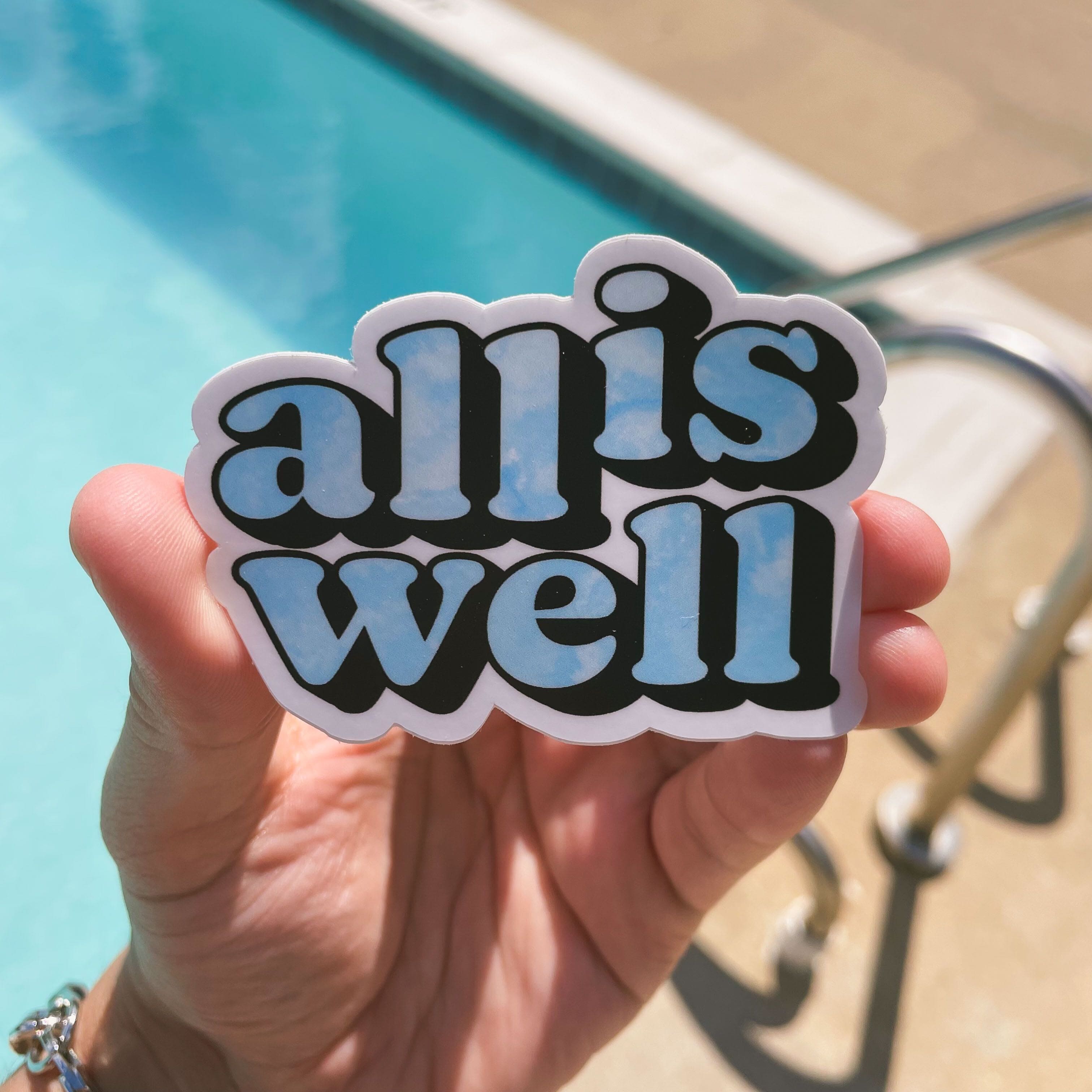  All is Well Blue Tie Dye Aesthetic Sticker、mySite、elrpsem3k