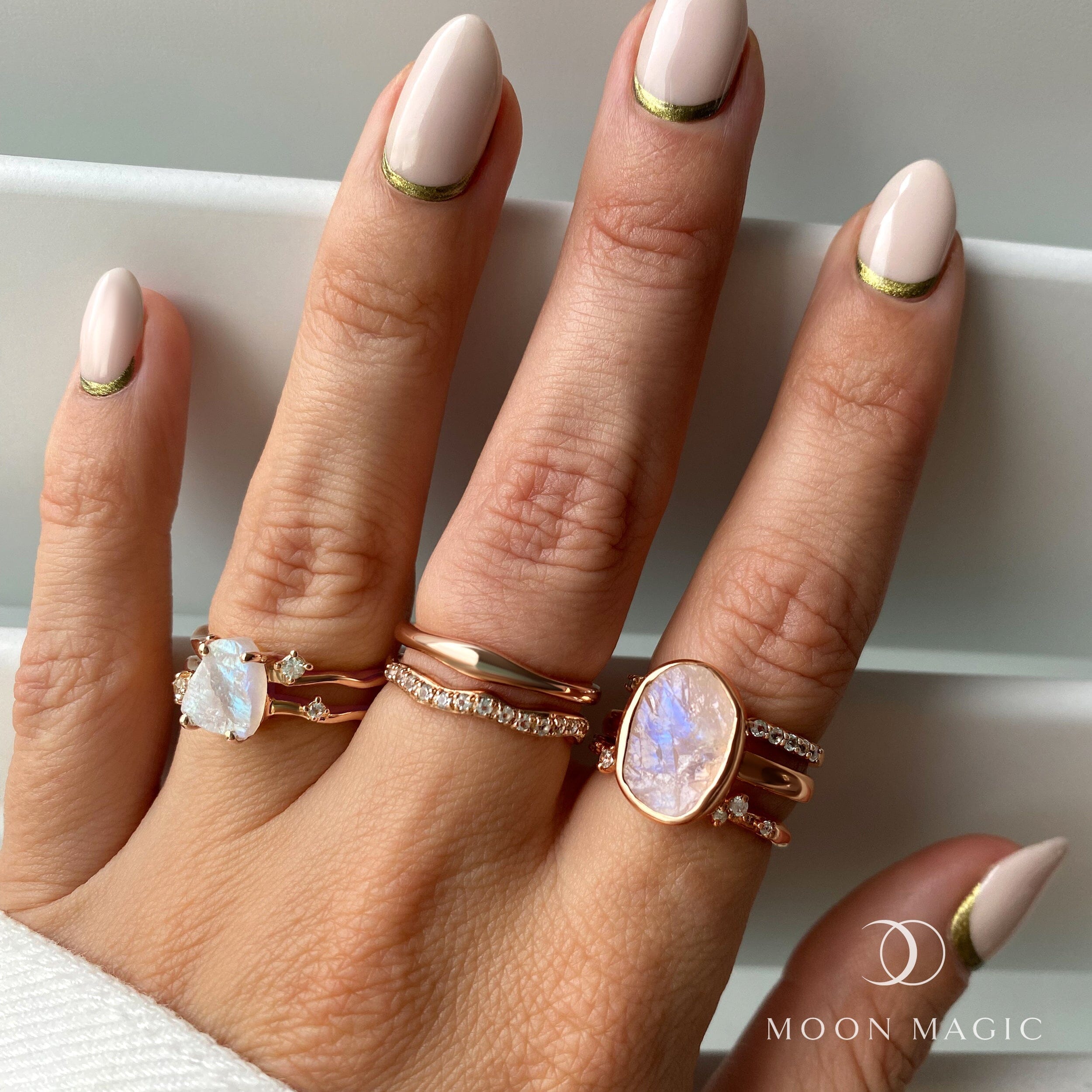 Moonstone Enfolded Ring & Stardust Band、mySite、hinf8tx79