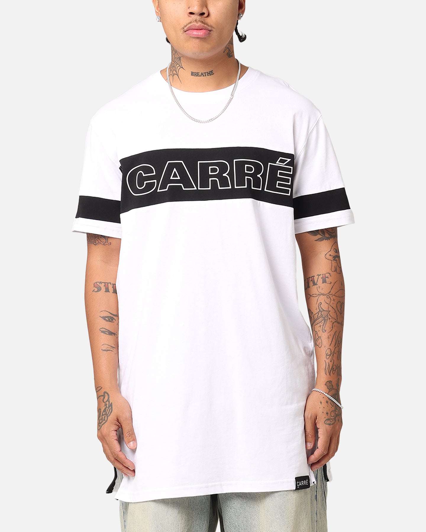 Carré Panneau Short Sleeve T-Shirt White/Black、mySite、zt4zffjzw