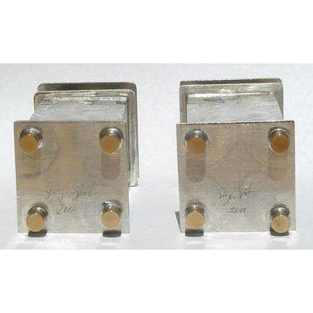 Joy Stember Pewter and Brass Shabbat Candlesticks with Patchwork Texture、mySite、topwebapps