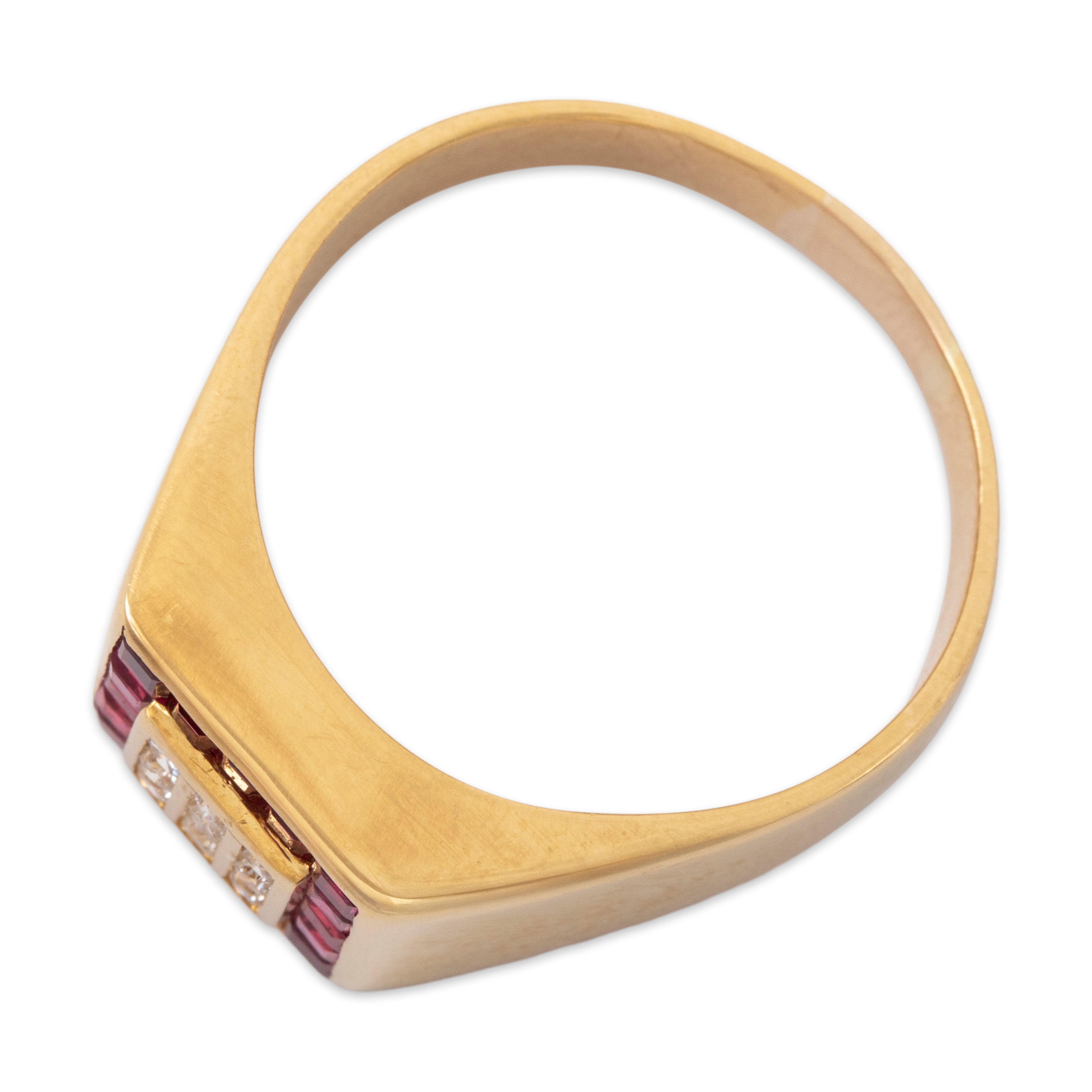 Vintage Large 18k Yellow Gold Ruby Diamond Squared Away Statement Ring 10.75、mySite、hinf8tx79