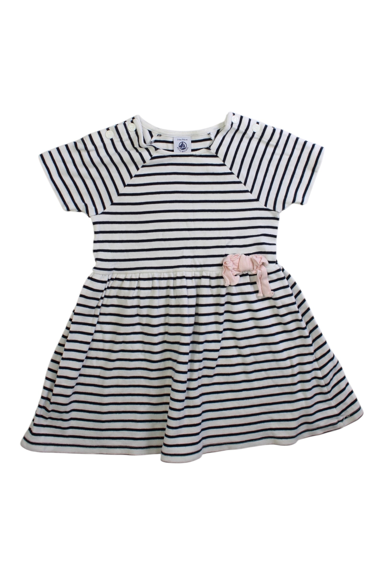 Petit Bateau Striped Dress With Bow - Size 2T、mySite、g9winljtr