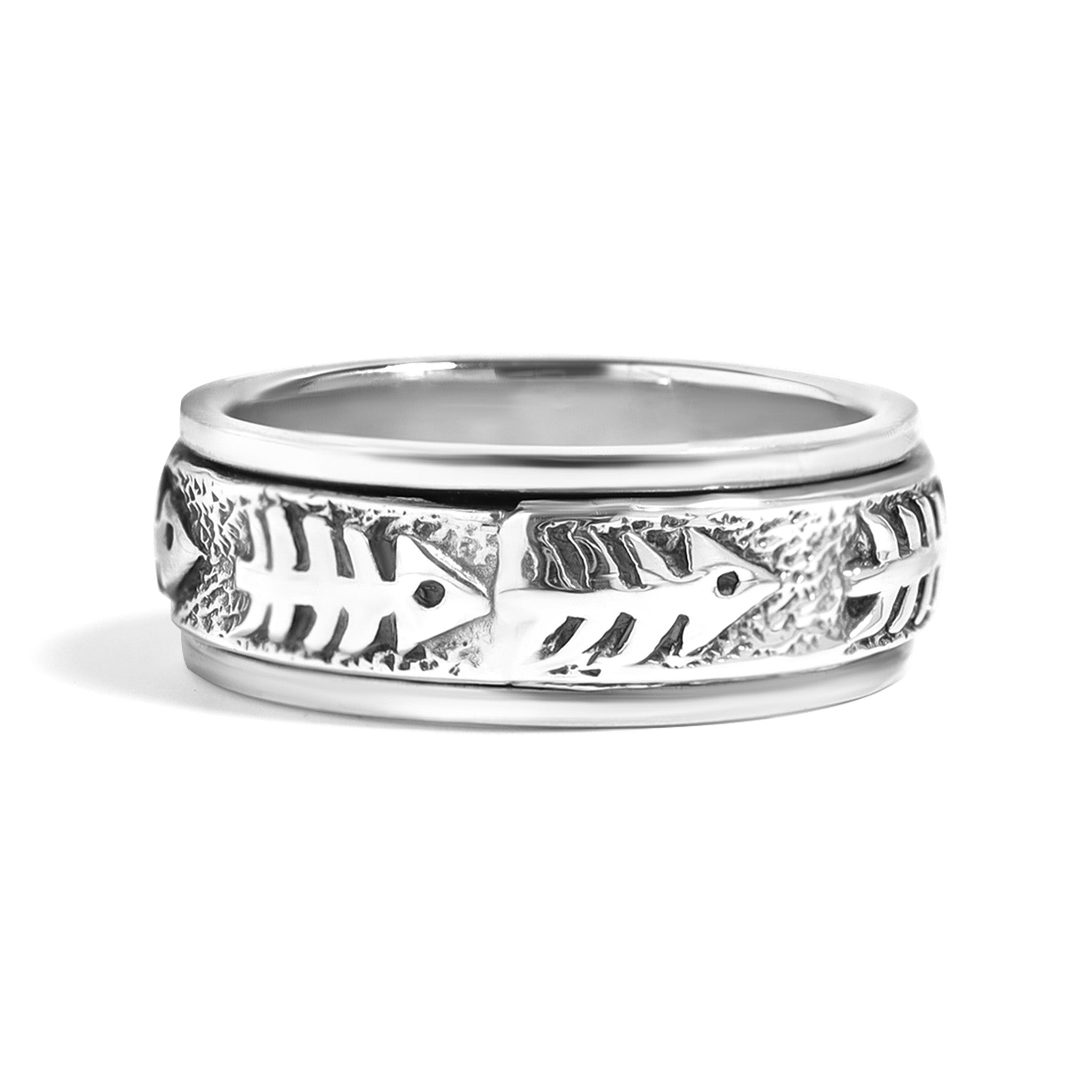 Sterling Silver Fish Bone Spinner Ring / SSR0043、mySite、dreamappss