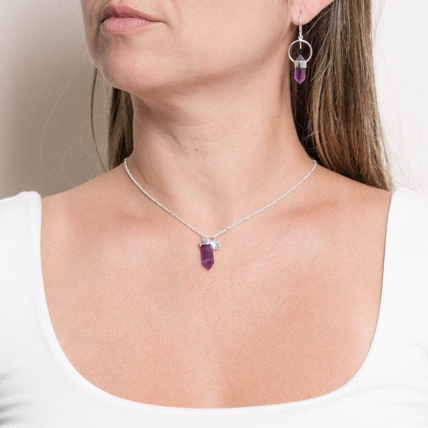 Delicate Amethyst Crystal Point Necklace、mySite、hinf8tx79