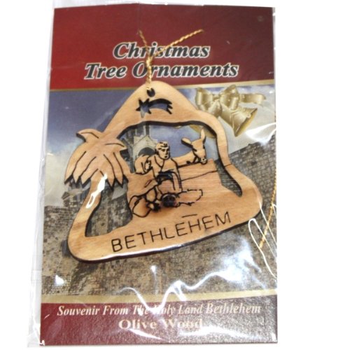  Nativity Ornament gift carved by Laser - Olive wood ( 7 cm or 2.8 inch with certificate)、mySite、elrpsem3k