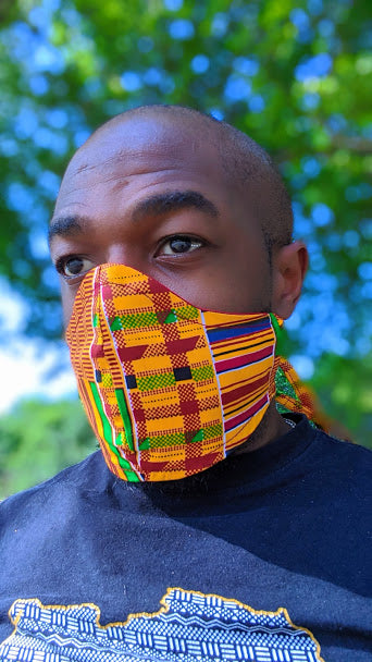 Meji Kente African Print Reversible Mask-DP3227PM、mySite、solidvoid