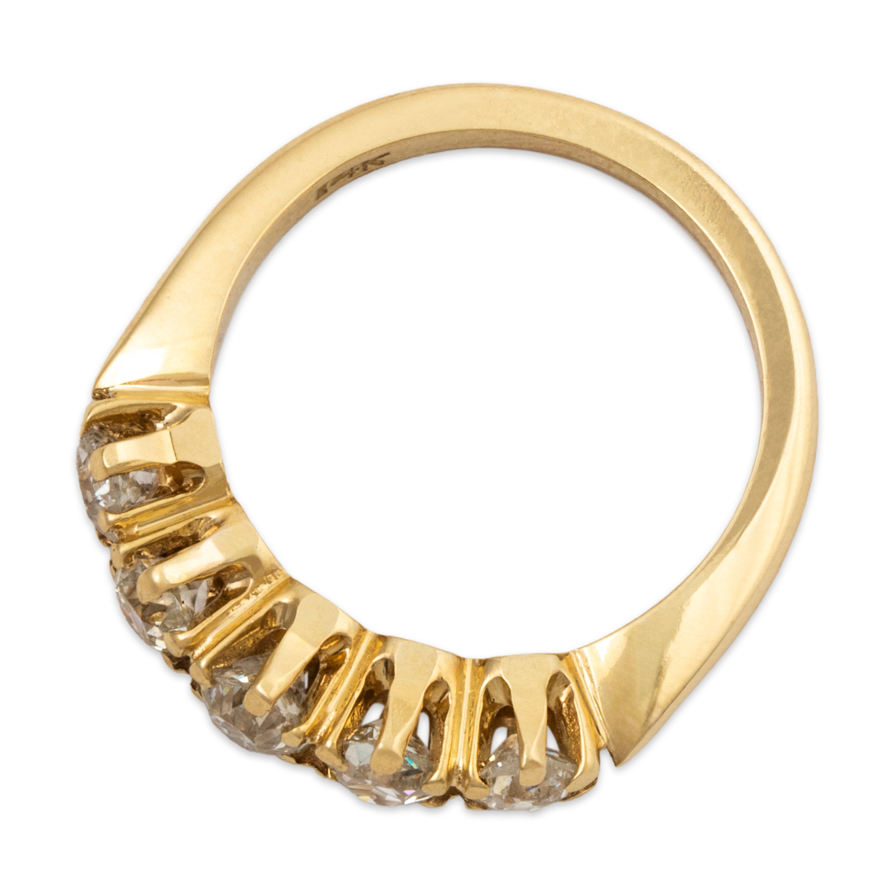 Vintage Stunning 14k Yellow Gold 1.3cttw Old Mine Diamond Five-Stone Ring 6.25、mySite、hinf8tx79