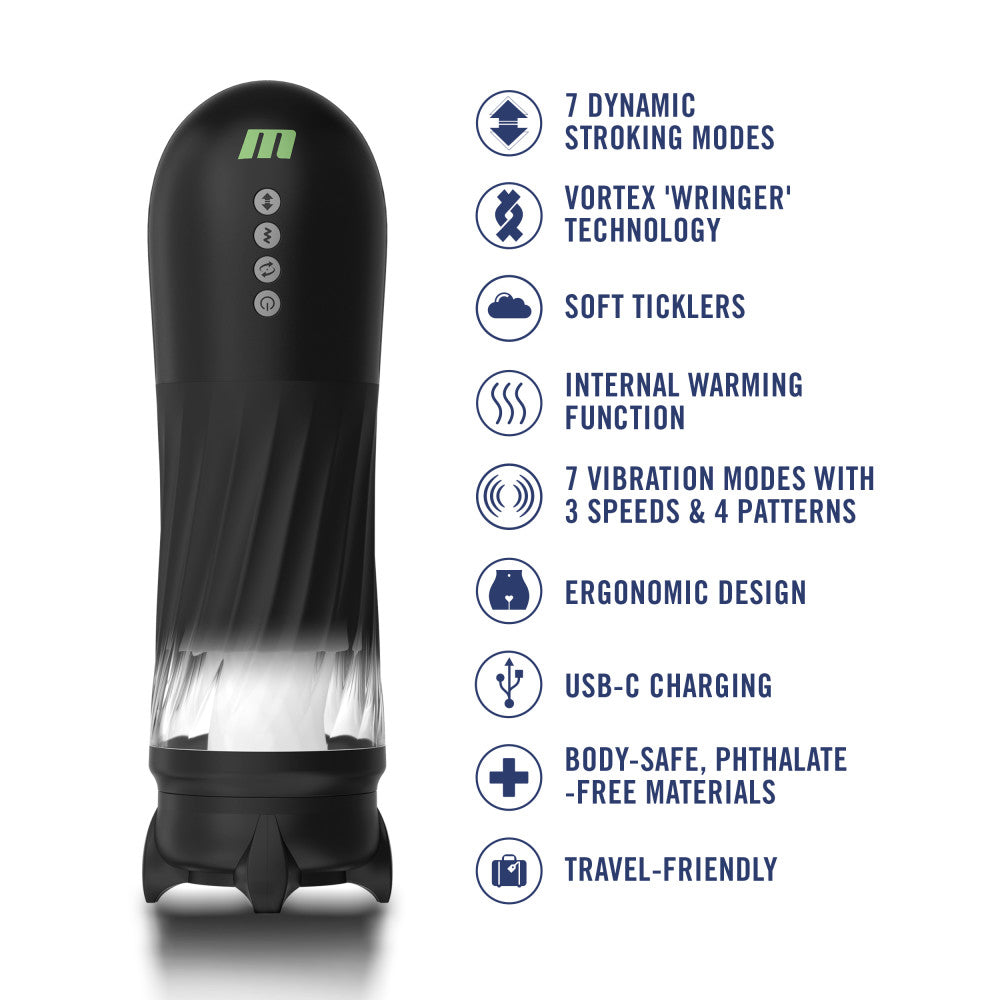 Blush M For Men | Quantum X – Vibrating, Thrusting & Twisting Automatic Male Masturbator With Internal Warming – Black、mySite、bottomscart