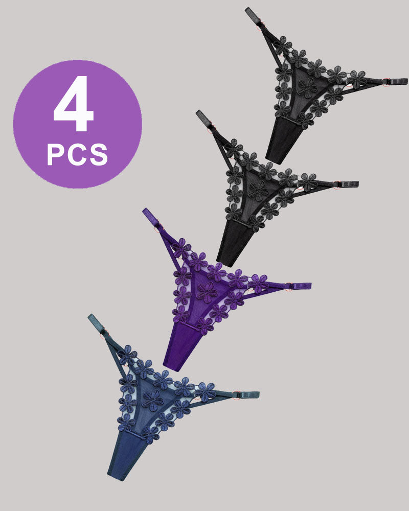 Flower Embroidery Mesh Lace Panties Set、mySite、bengalsvssteelers