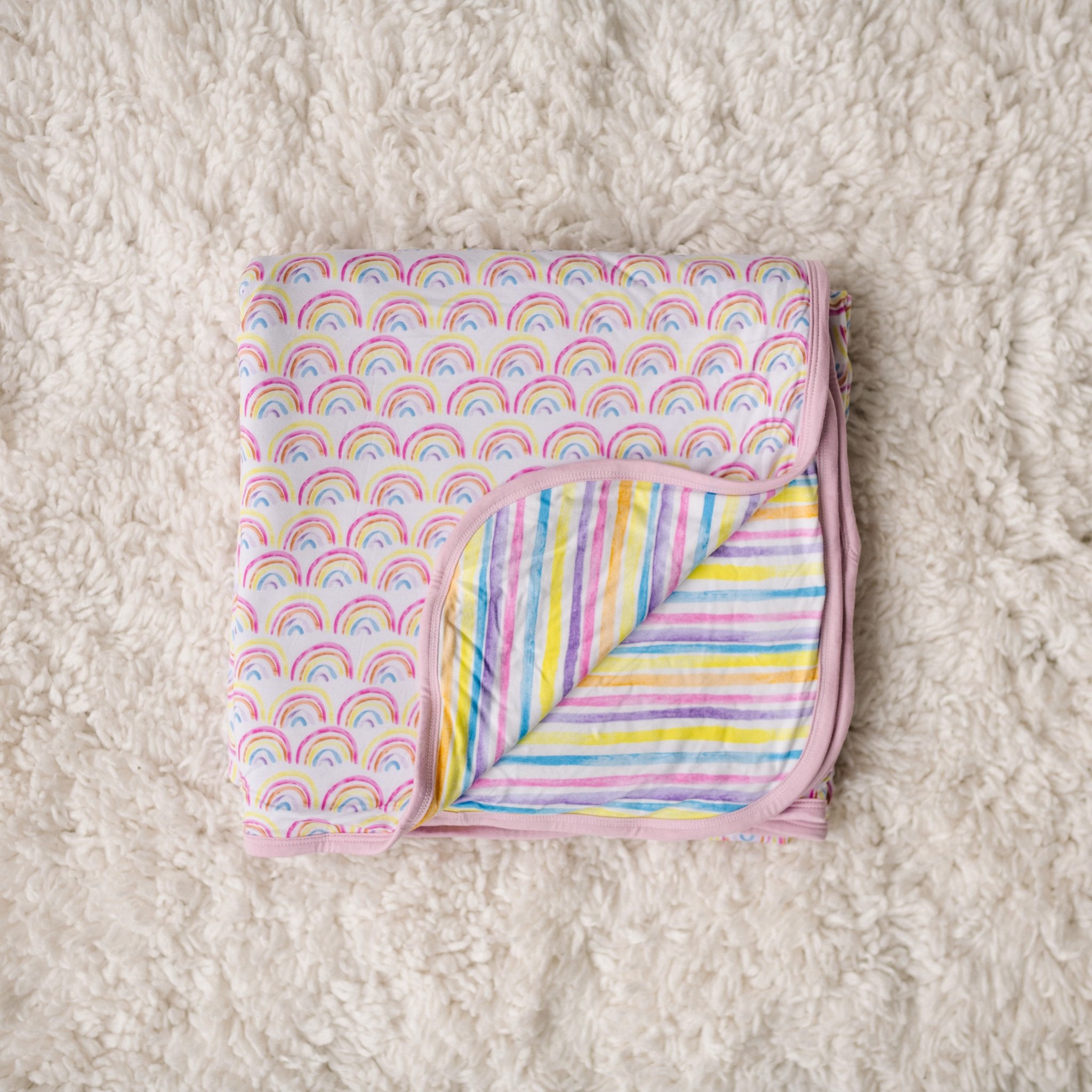 Pastel Rainbows & Sunrise Stripes Large Cloud Blanket®、mySite、g9winljtr