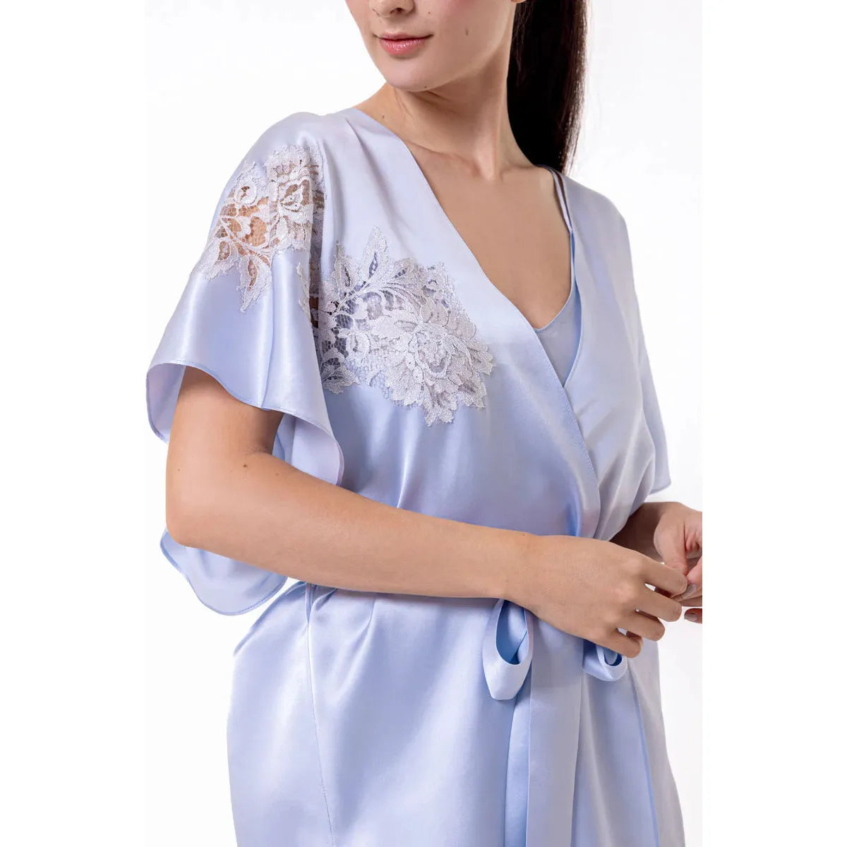  Christine Vancouver Silk Short Robe - Heavenly Blue、mySite、justintrudeaud