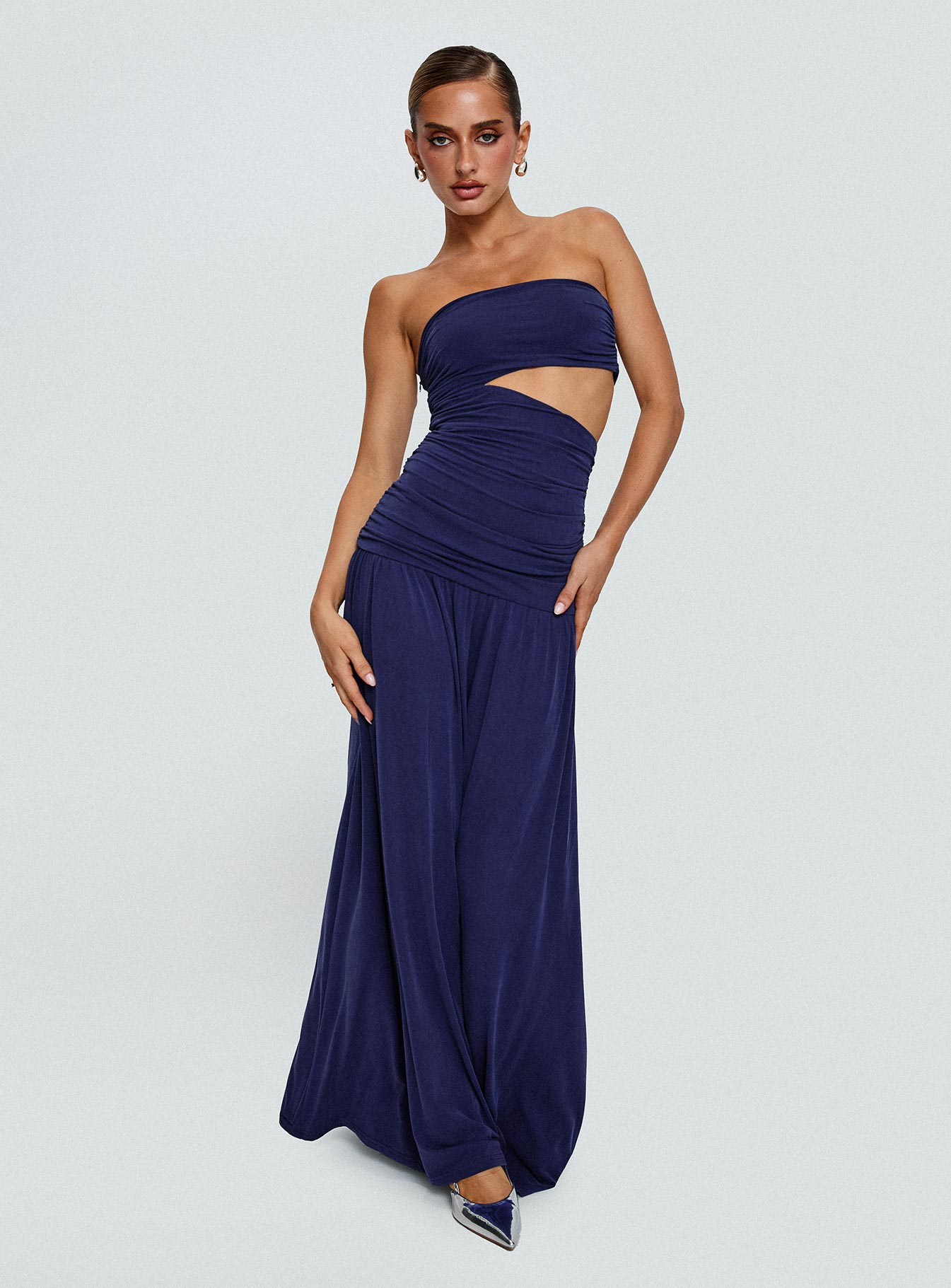 Grandeur Strapless Maxi Dress Navy、mySite、solidvoid