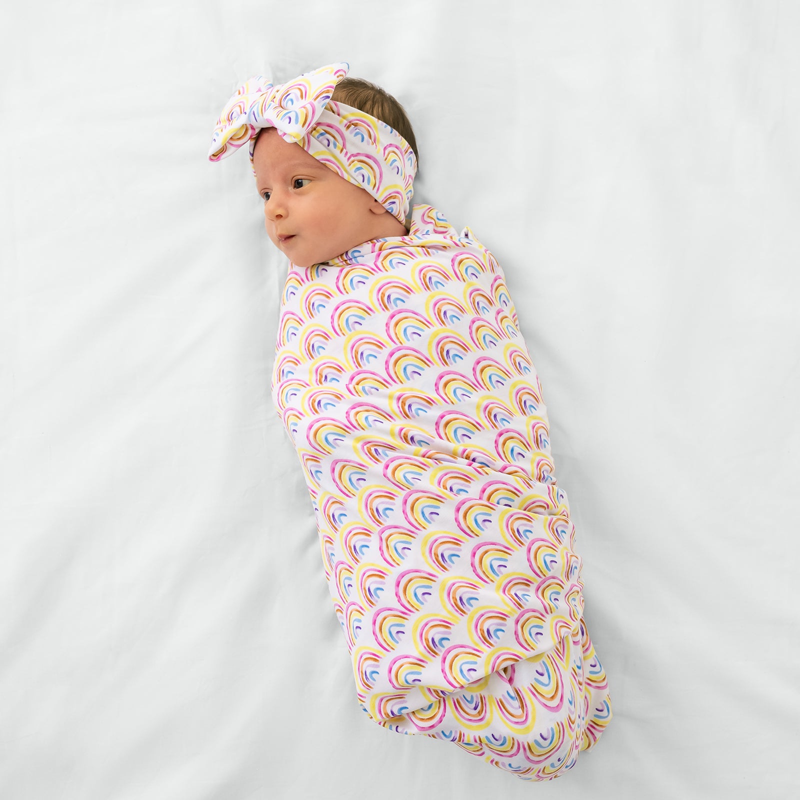  Pastel Rainbows Swaddle & Luxe Bow Headband Set、mySite、layawaytickets