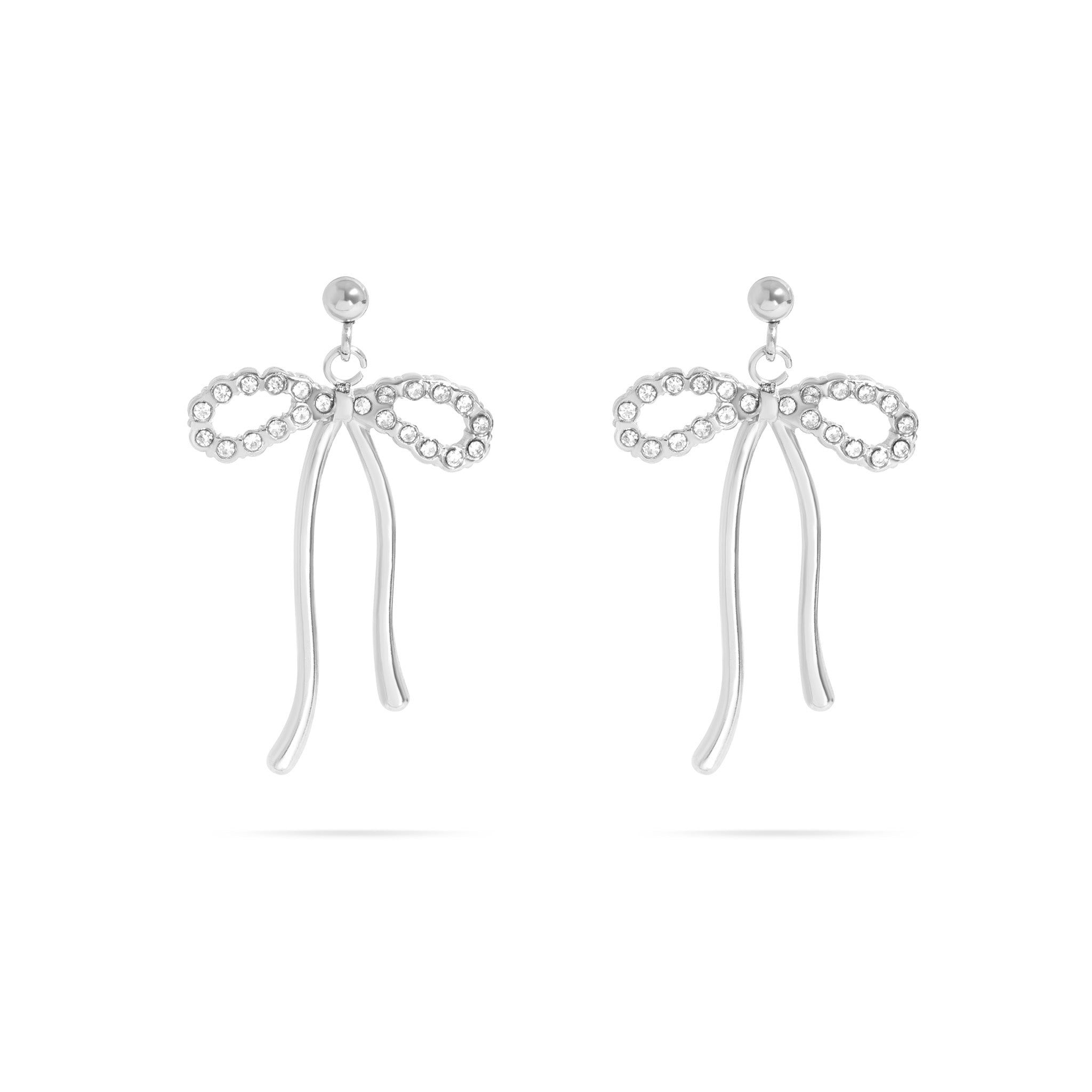 18K Gold PVD Ribbon Bow with Stones Earrings / ERJ0085、mySite、dreamappss