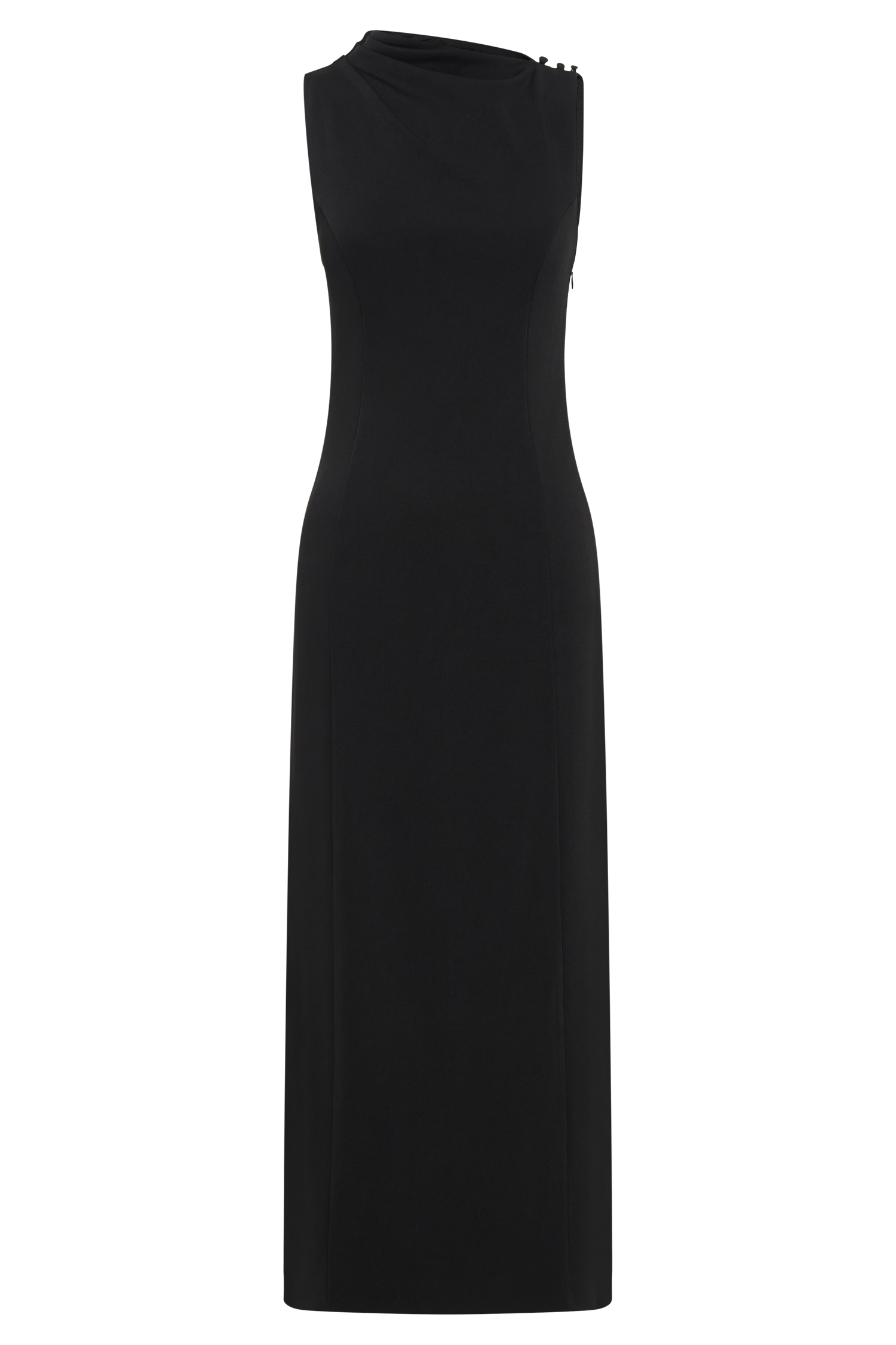 Taylor Draped Stretch Crepe Midi Dress - Black、mySite、solidvoid