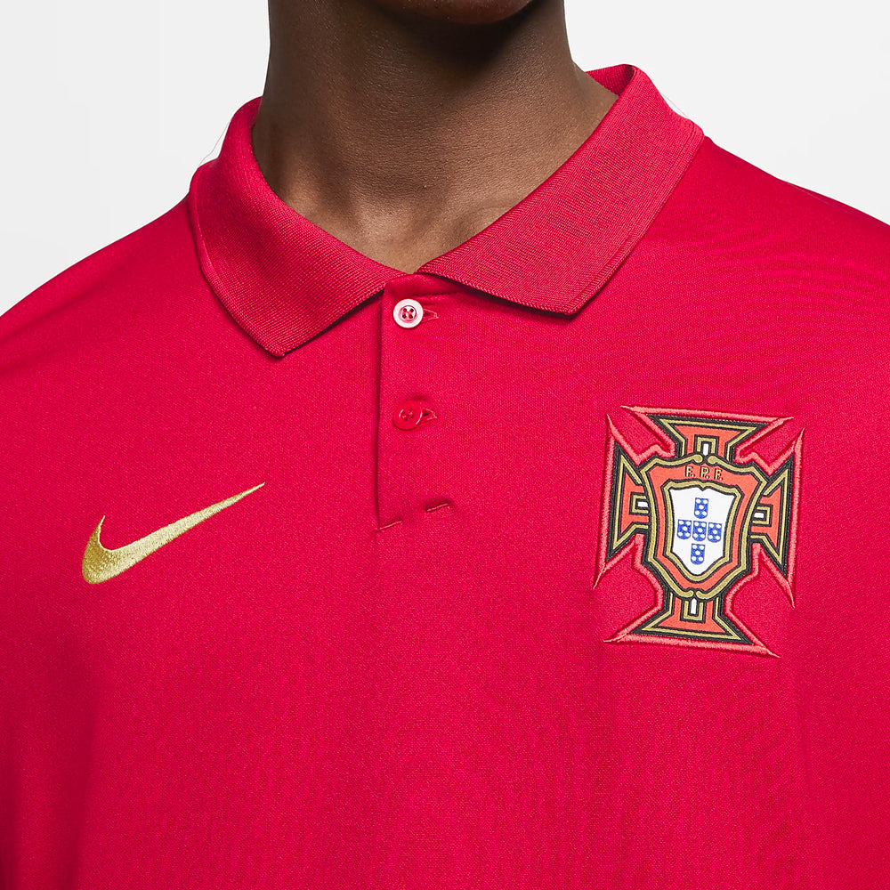 Nike Men's Portugal 20/21 Home Jersey Gym Red/Metallic Gold、mySite、noshort