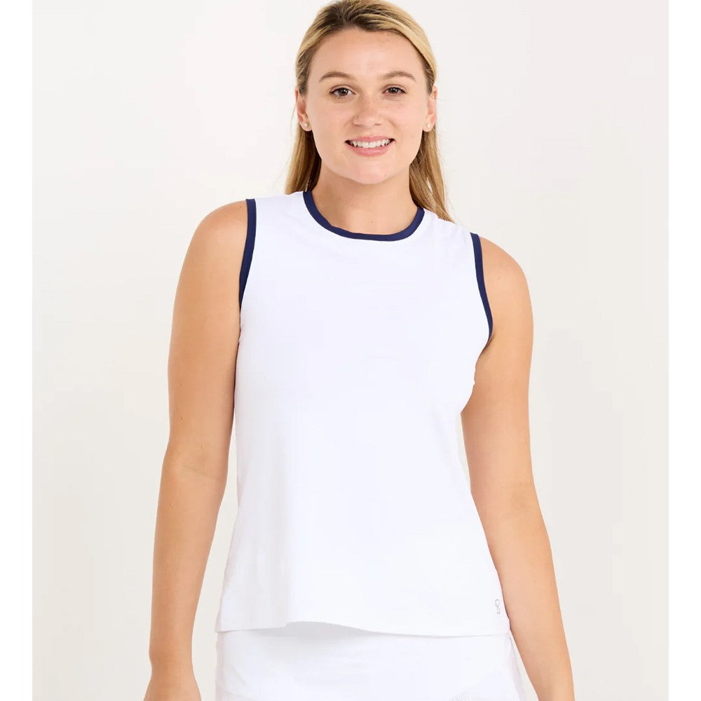 Sofibella Women's Indigo 25 High Low Tank - White/Navy