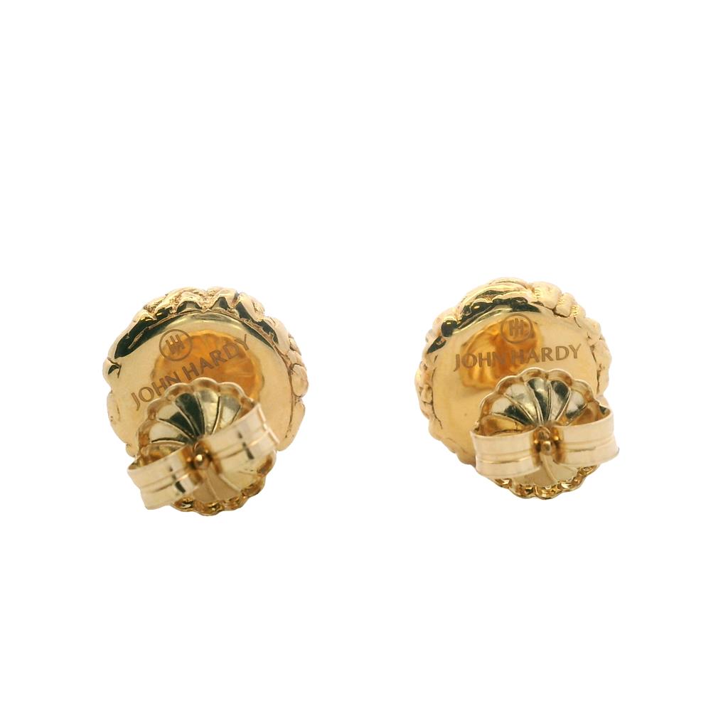  Estate 18K Yellow Gold John Hardy Ball Stud Earrings