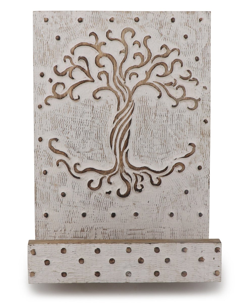 Fair Trade Carved Tree of Life Tablet And Book Stand、mySite、topwebapps