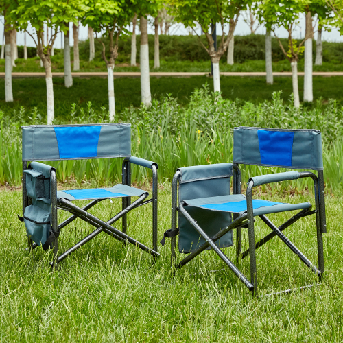  2-piece Padded Folding Outdoor Chair with Side Table and Storage Pockets,Lightweight Oversized Directors Chair for indoor, Outdoor Camping, Picnics and Fishing,Green、、yumabirdnaturehistoryfestival
